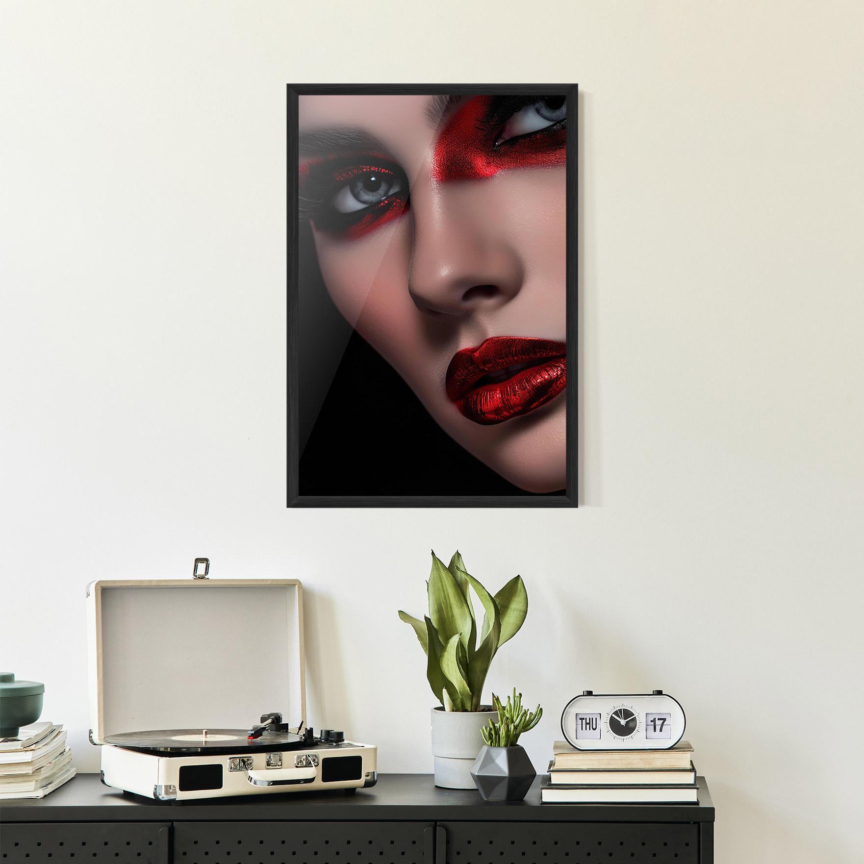 Gerahmte Poster Close Up Red Makeup mockup 2