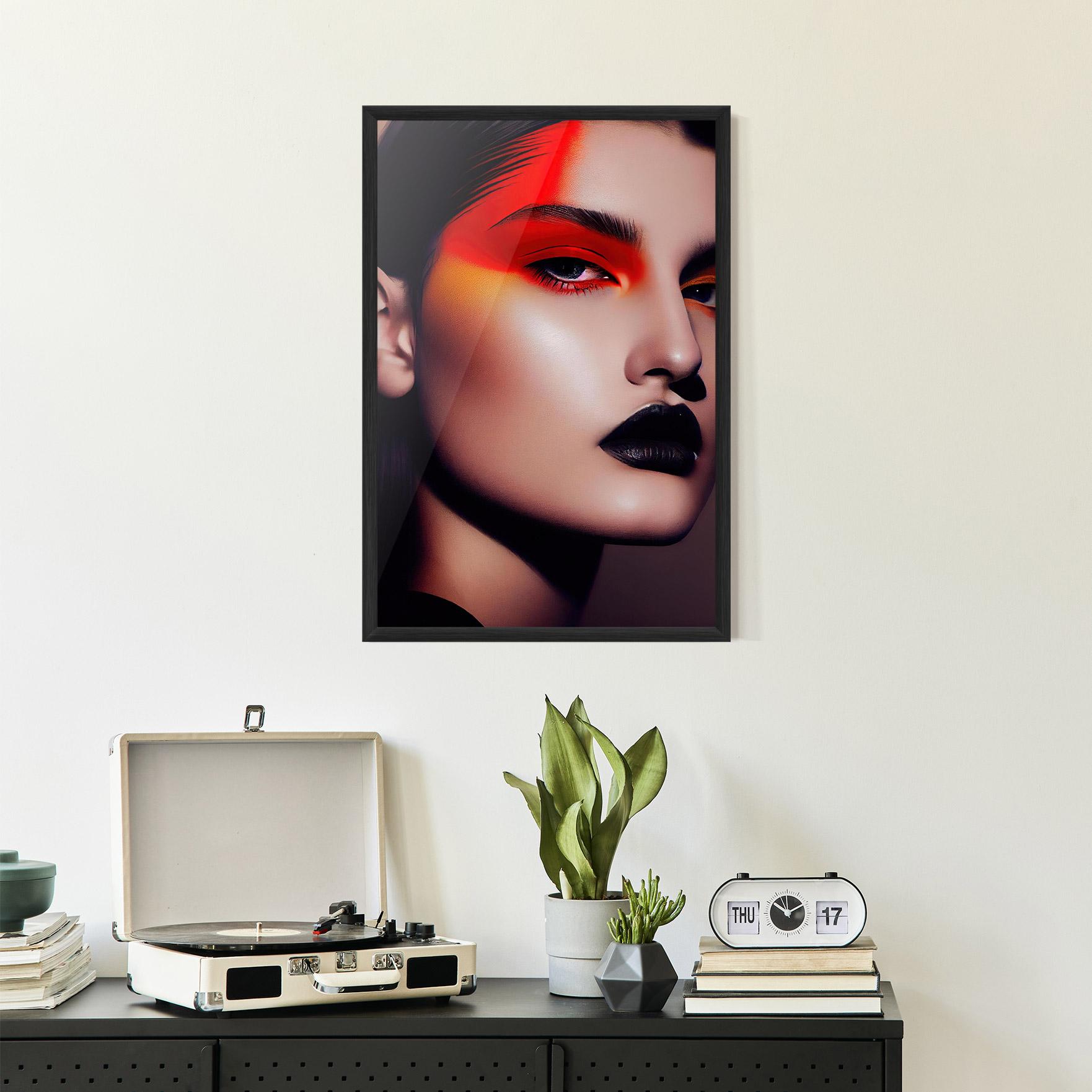 Gerahmte Poster Strong Red Makeup mockup 2