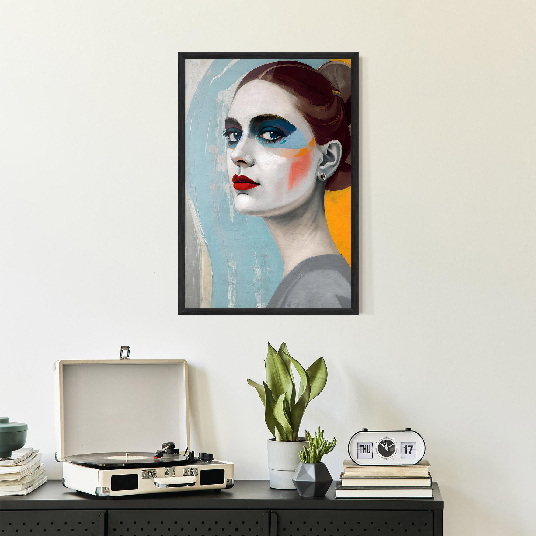 Gerahmte Poster White Blue Makeup mockup 2