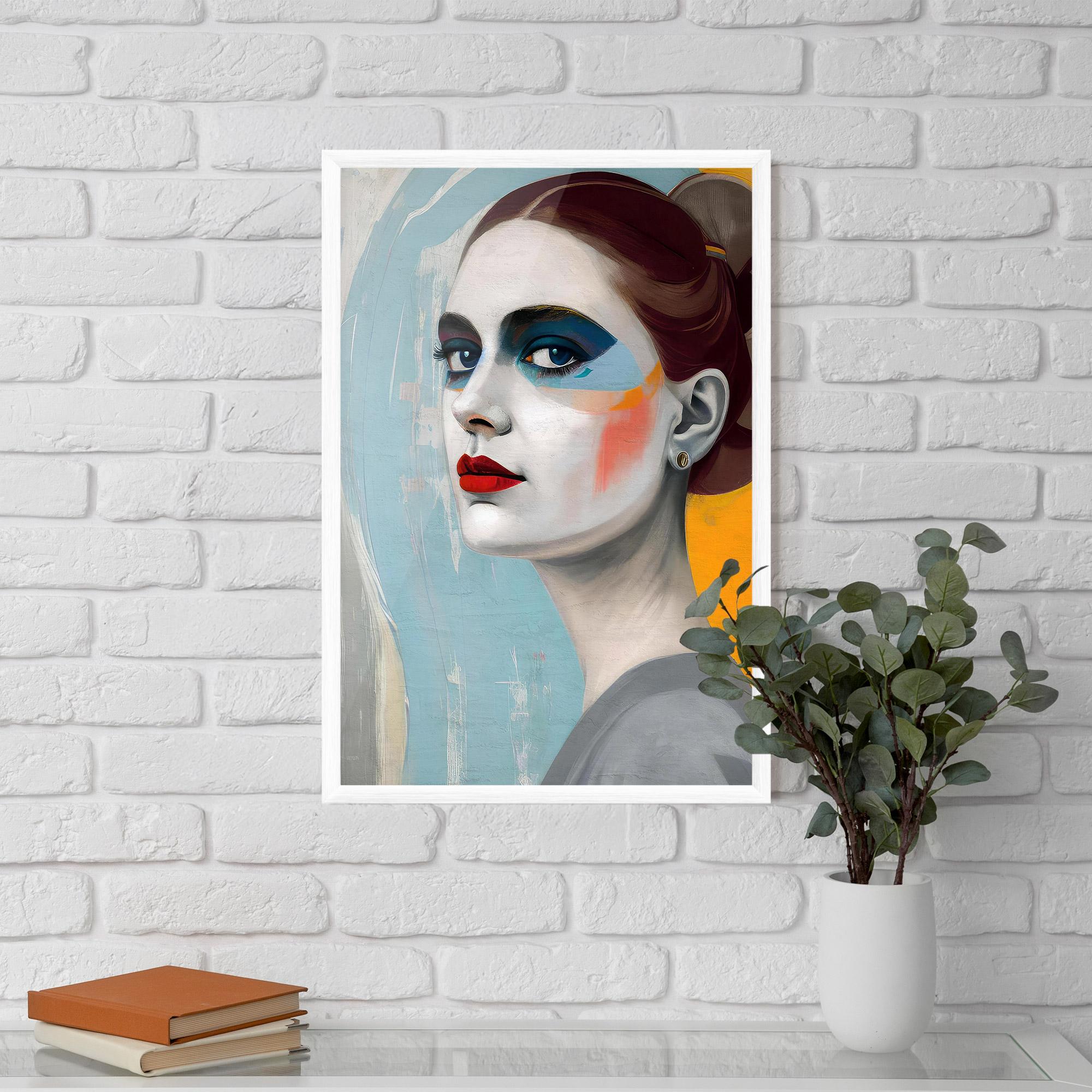 Gerahmte Poster White Blue Makeup mockup 5