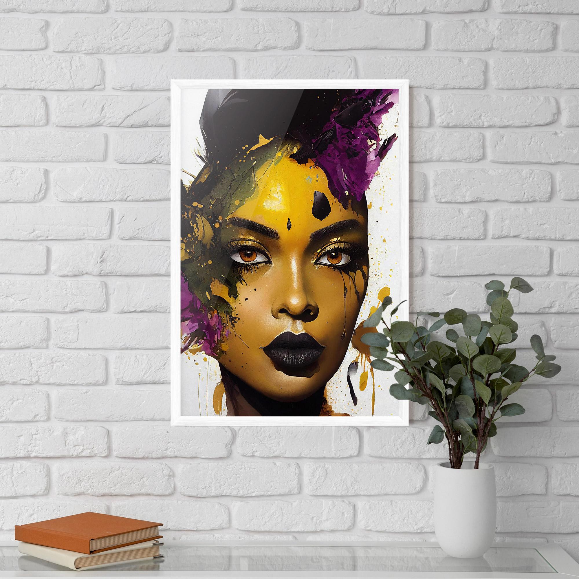 Gerahmte Poster Yellow Black Lips Makeup mockup 5