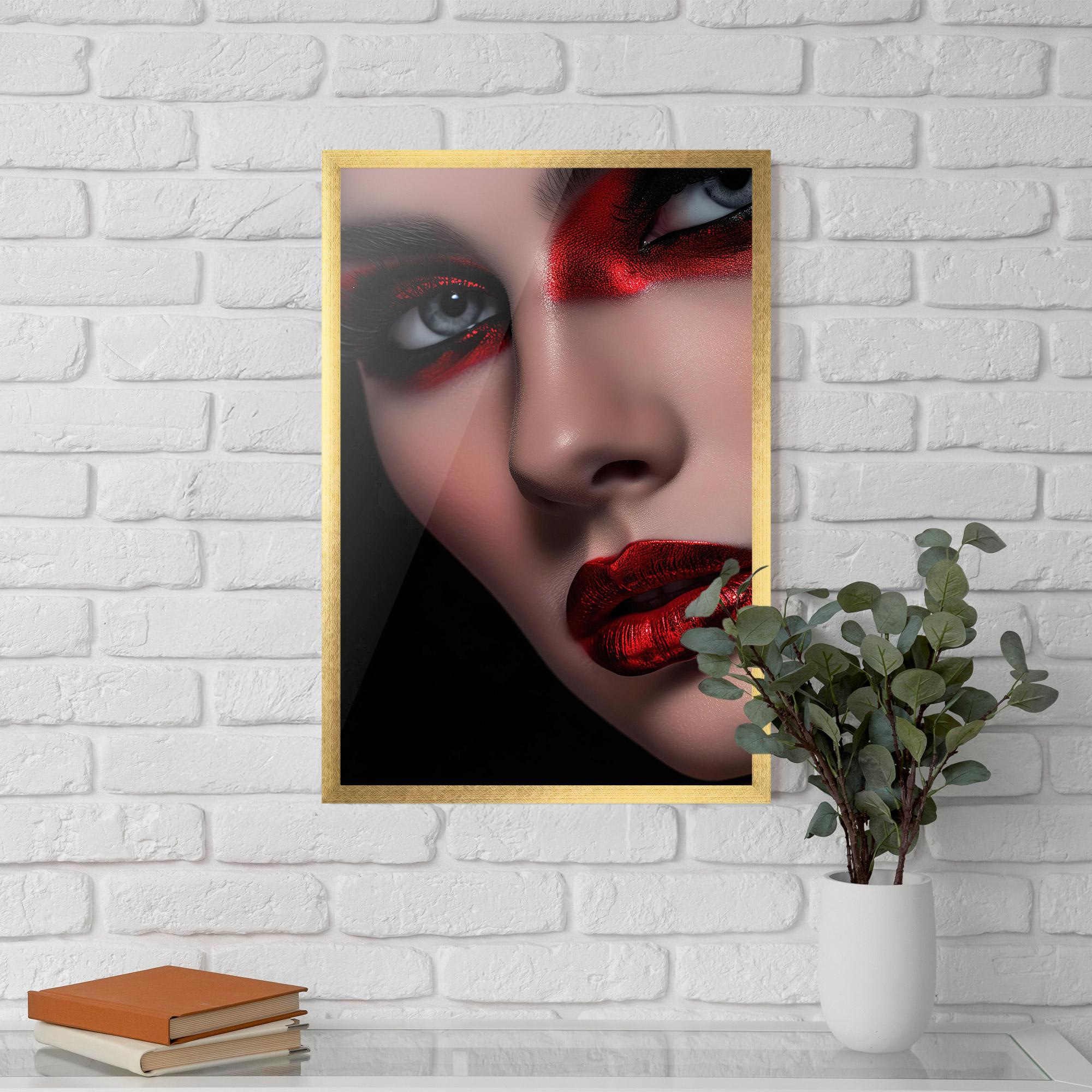 Gerahmte Poster Close Up Red Makeup mockup 5
