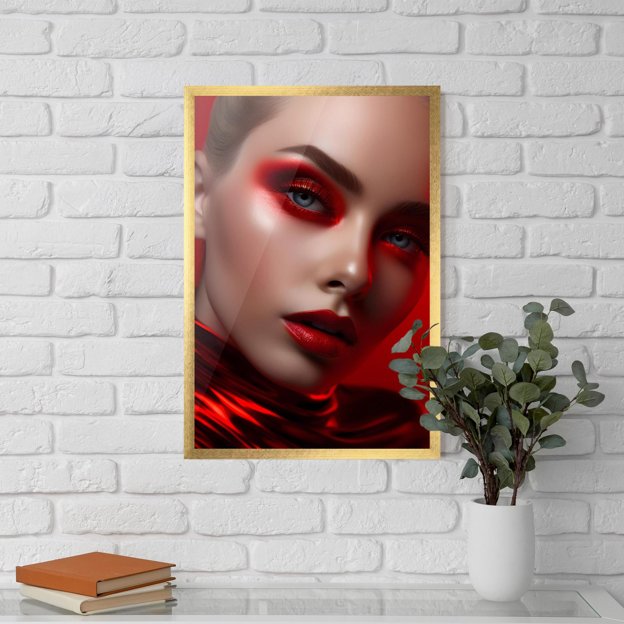 Gerahmte Poster Red Makeup Art mockup 5