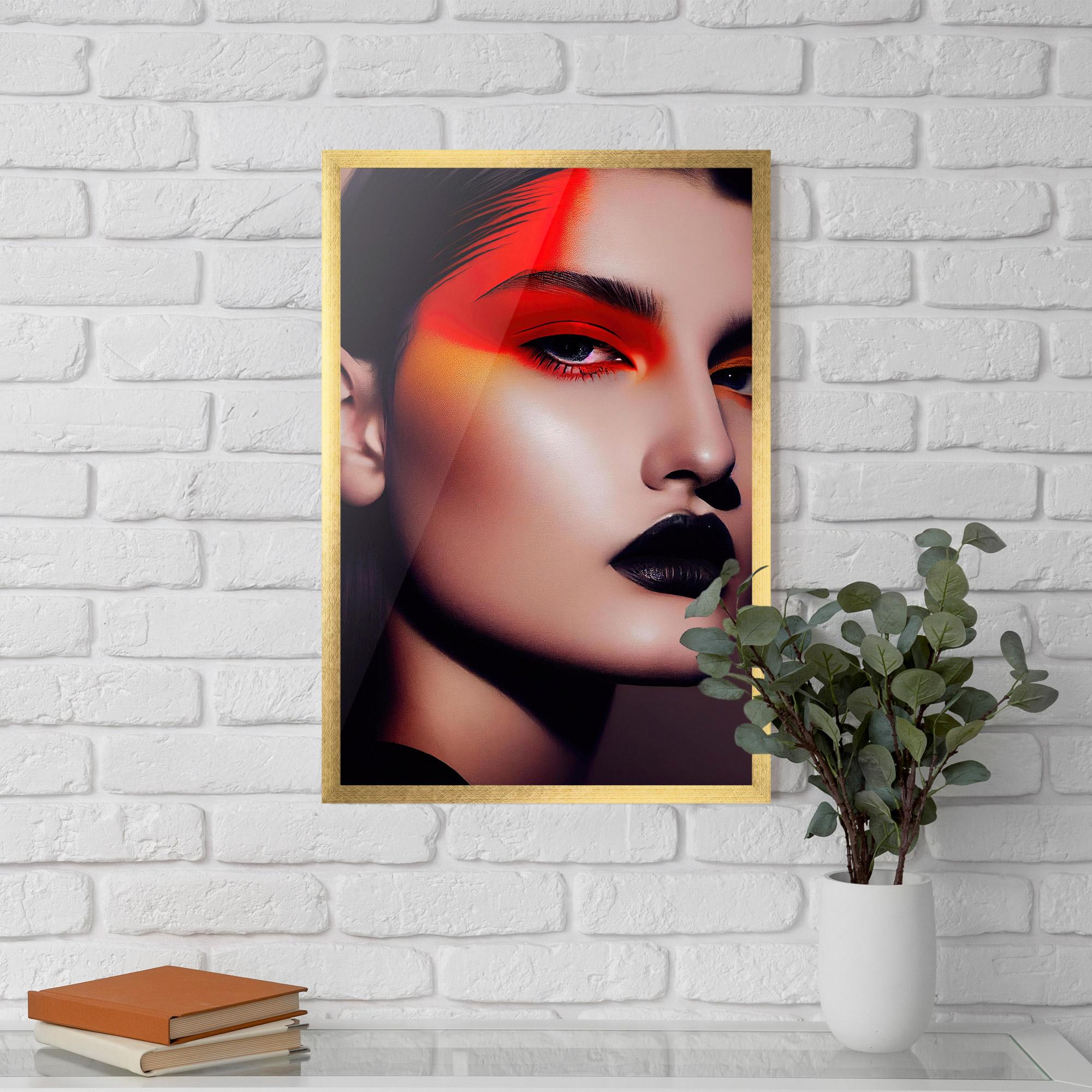 Gerahmte Poster Strong Red Makeup mockup 5