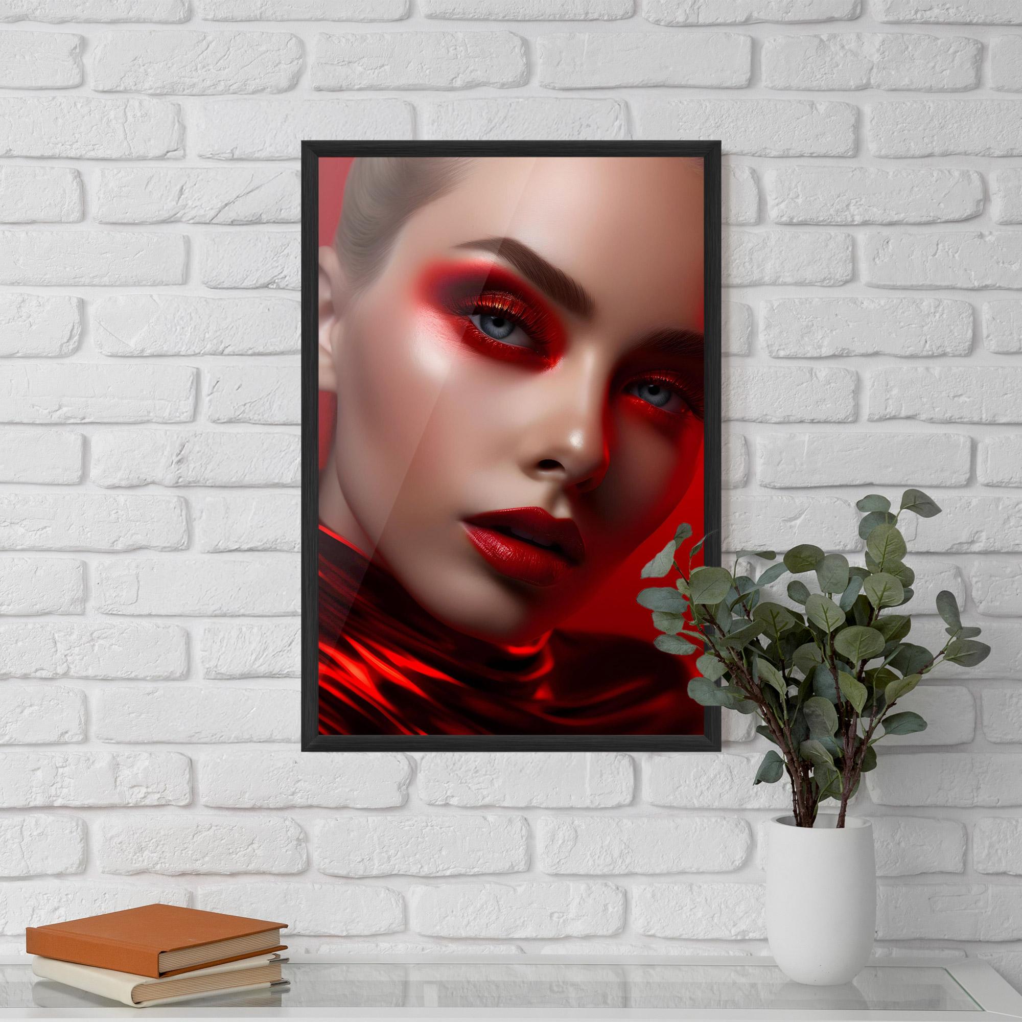 Gerahmte Poster Red Makeup Art mockup 5