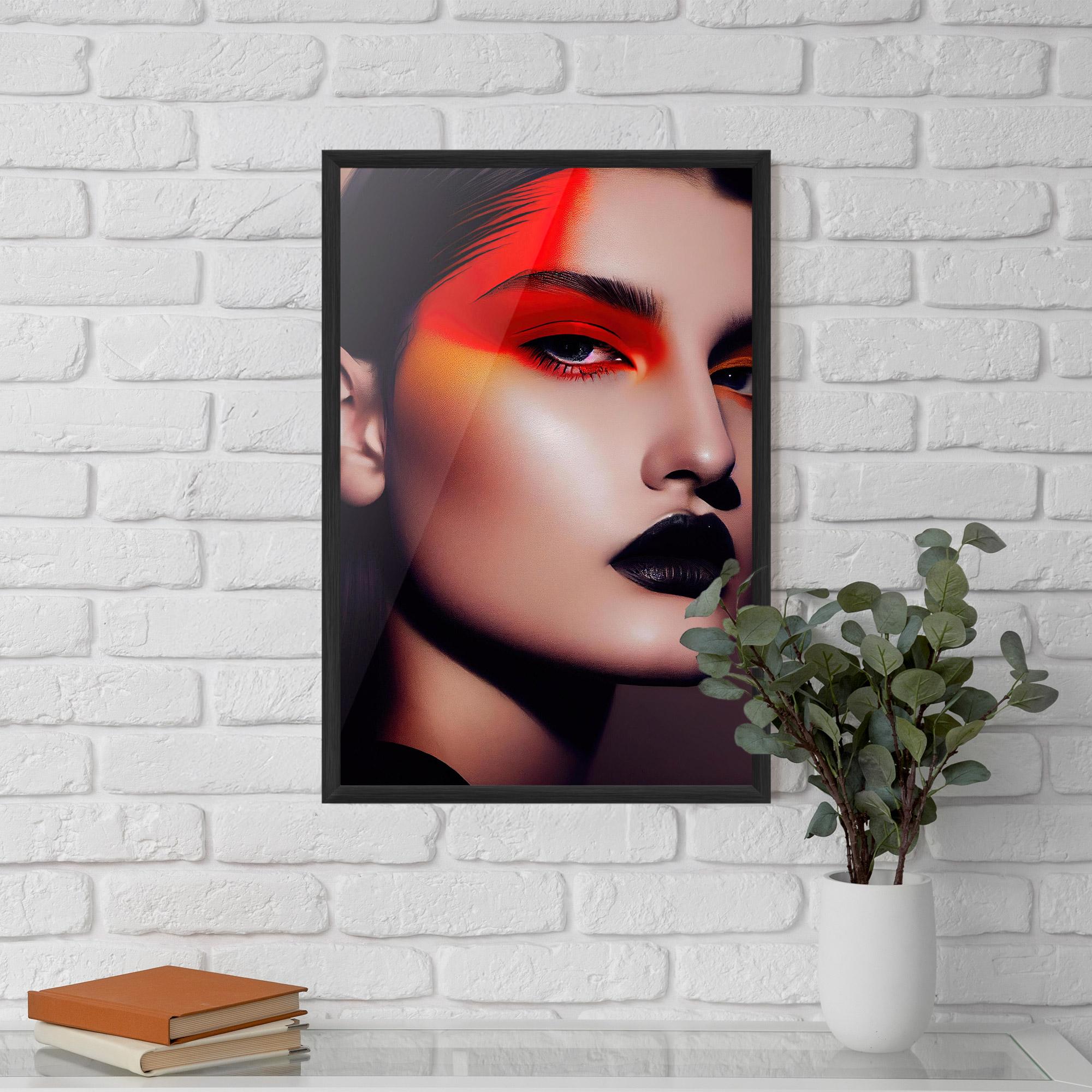Gerahmte Poster Strong Red Makeup mockup 5