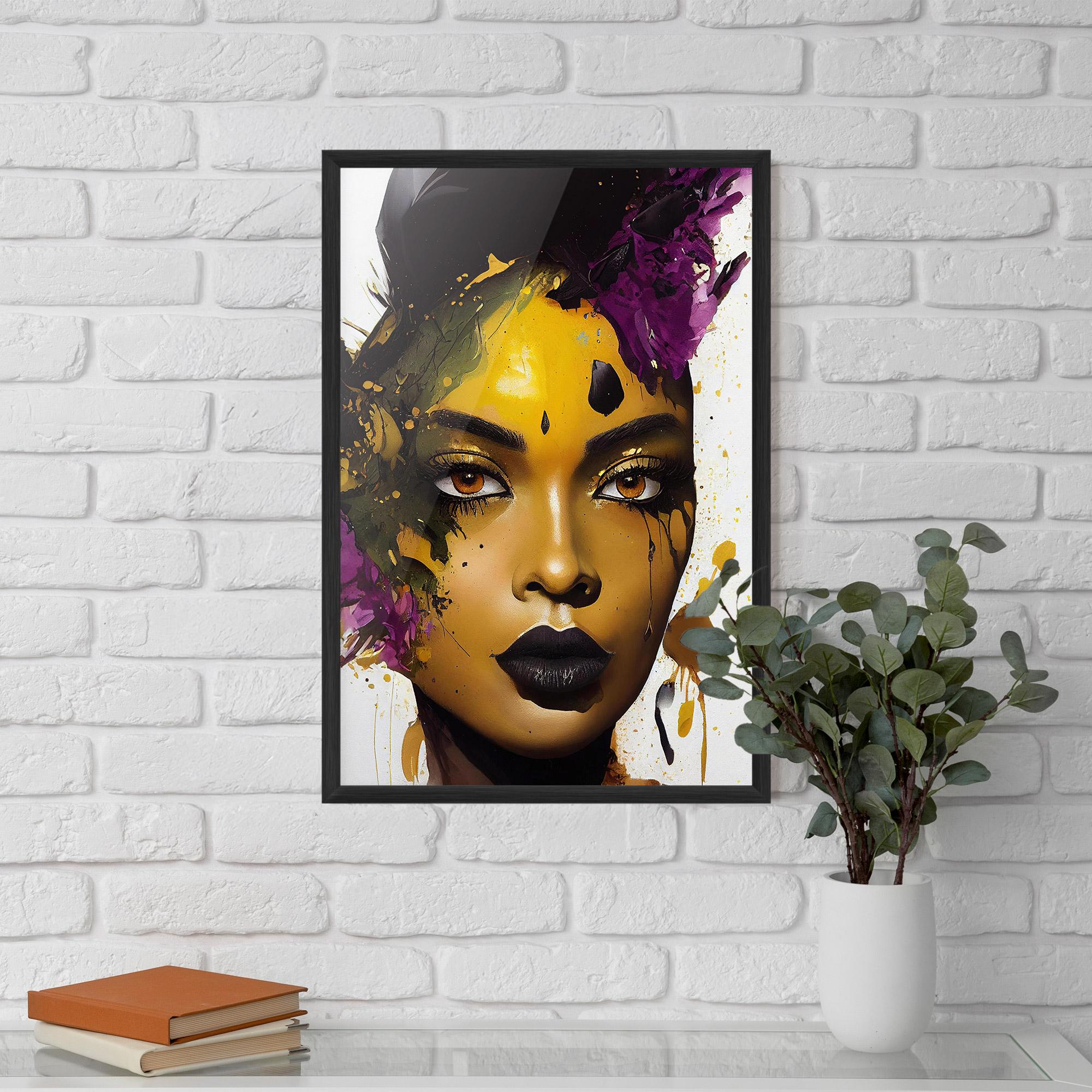 Gerahmte Poster Yellow Black Lips Makeup mockup 5