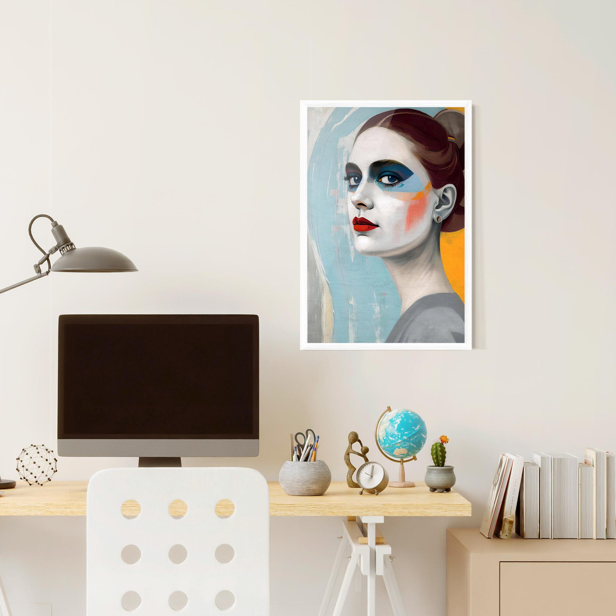 Gerahmte Poster White Blue Makeup mockup 6