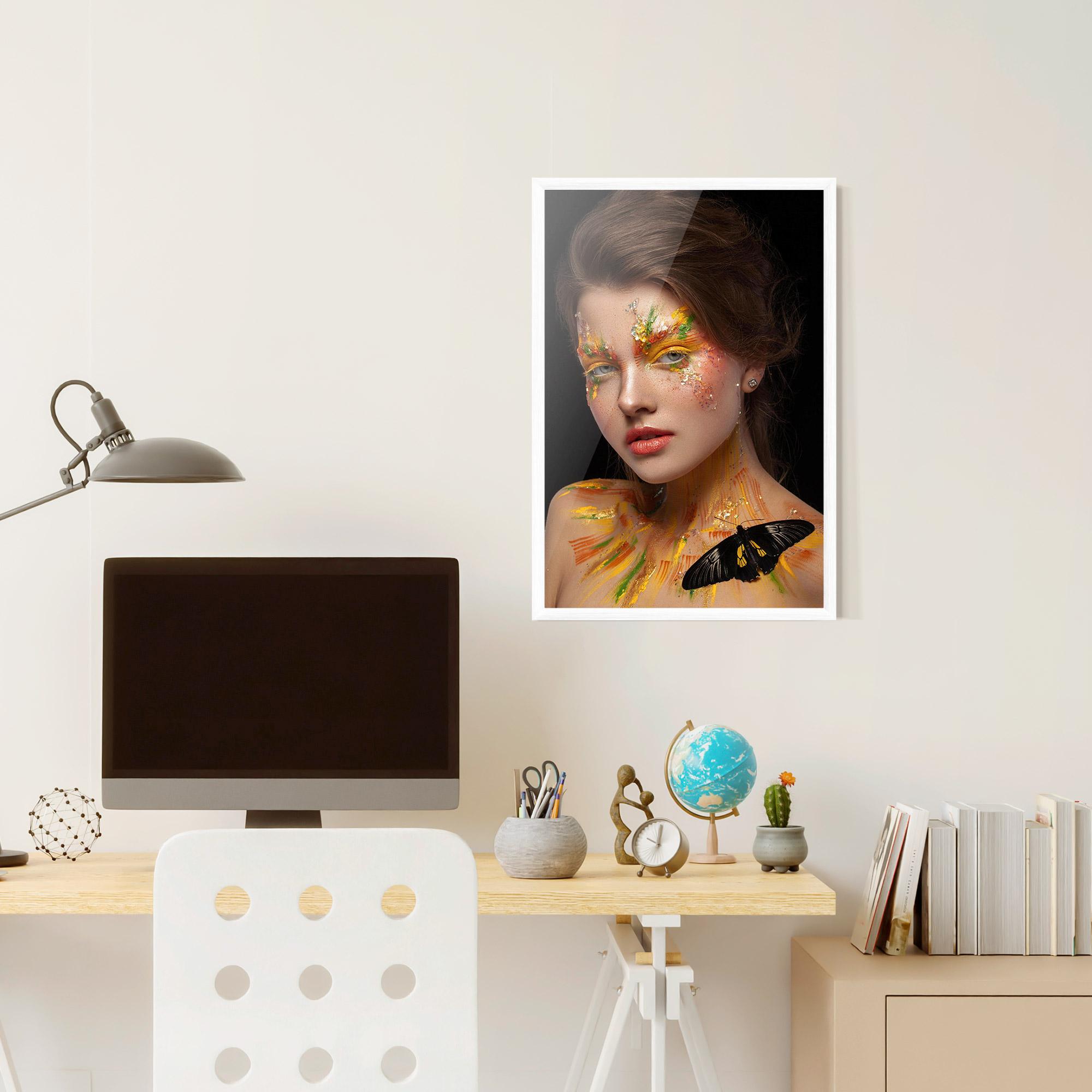 Gerahmte Poster Yellow Butterfly Makeup mockup 6