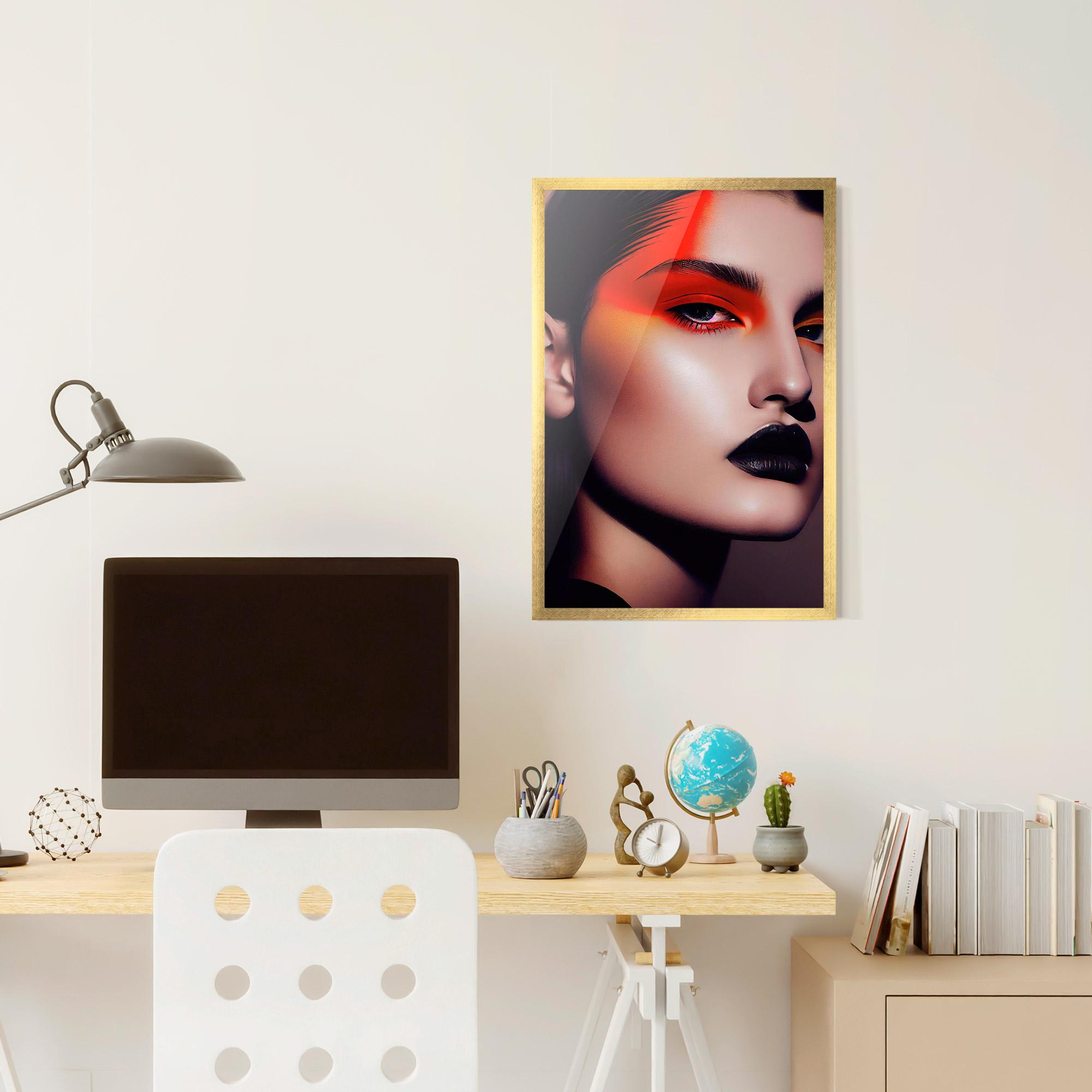 Gerahmte Poster Strong Red Makeup mockup 6