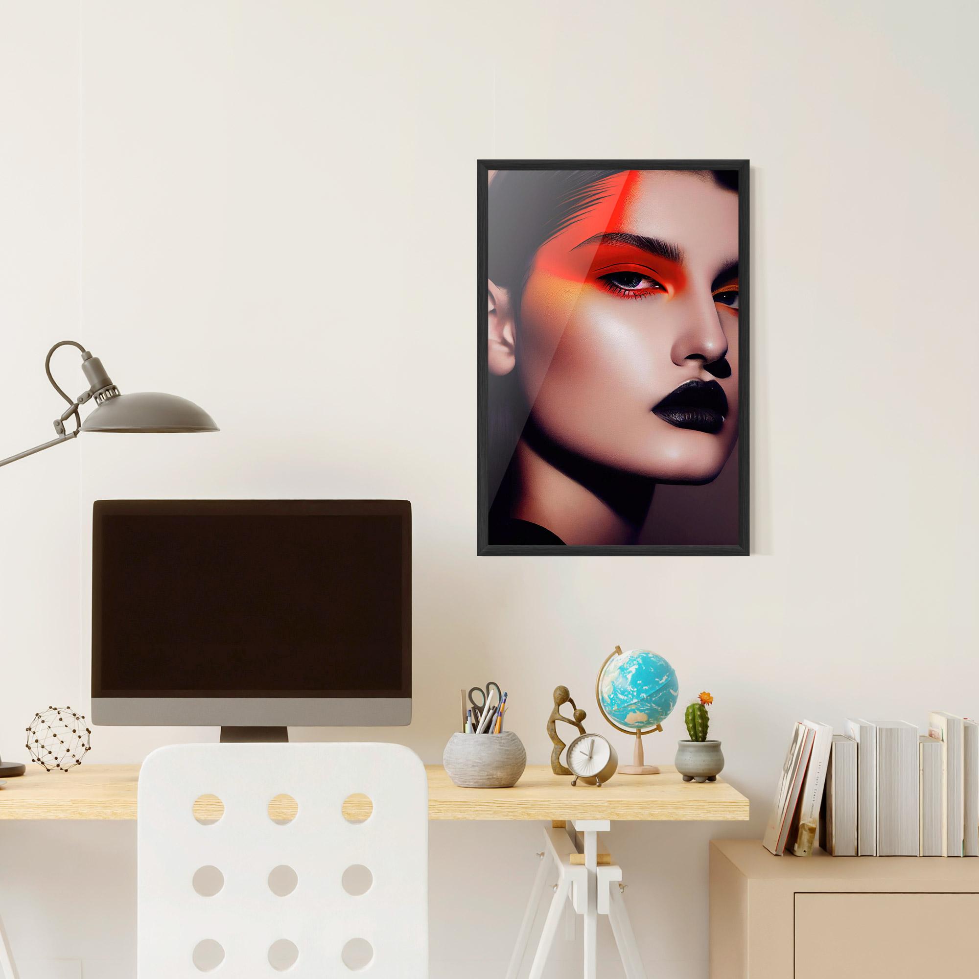 Gerahmte Poster Strong Red Makeup mockup 6
