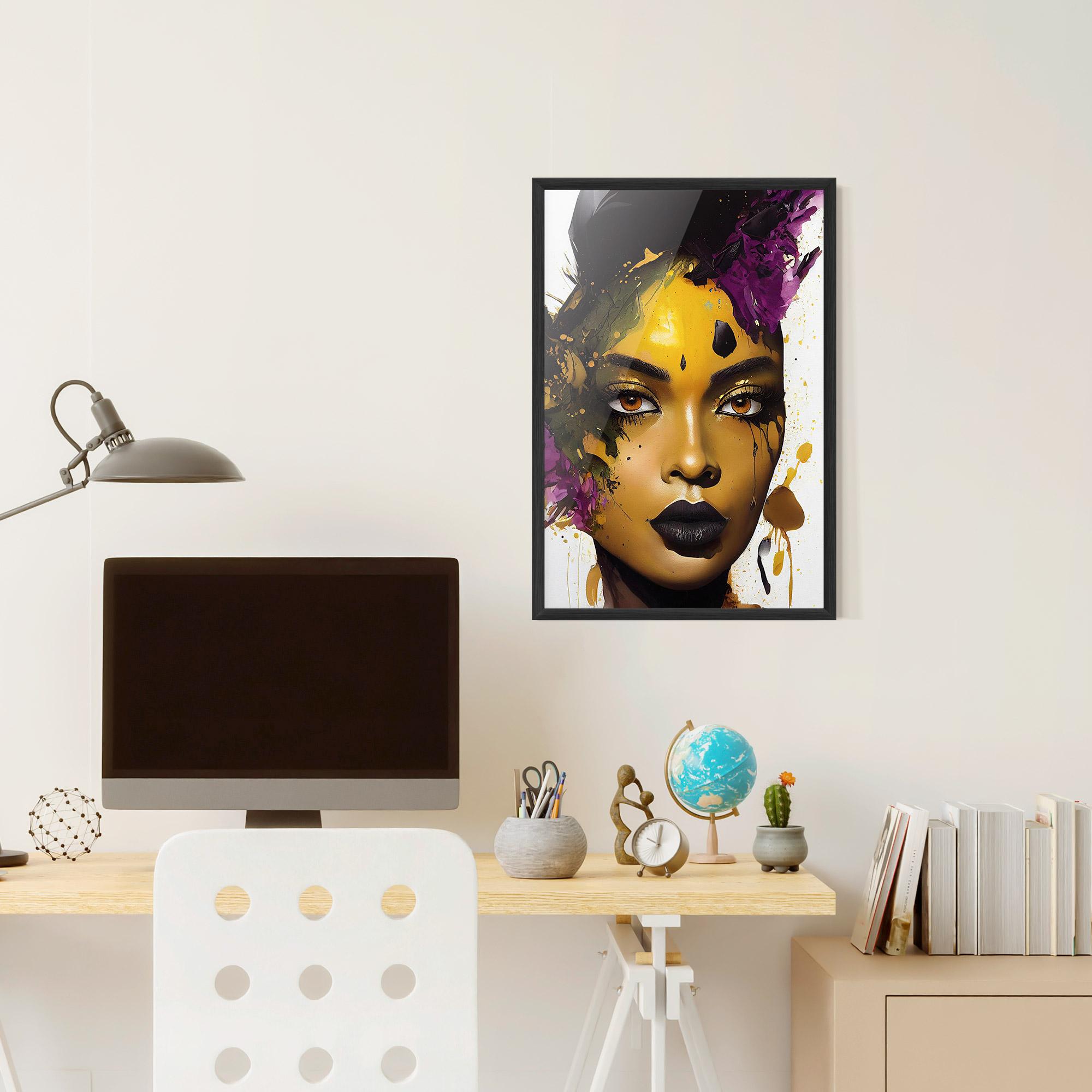 Gerahmte Poster Yellow Black Lips Makeup mockup 6
