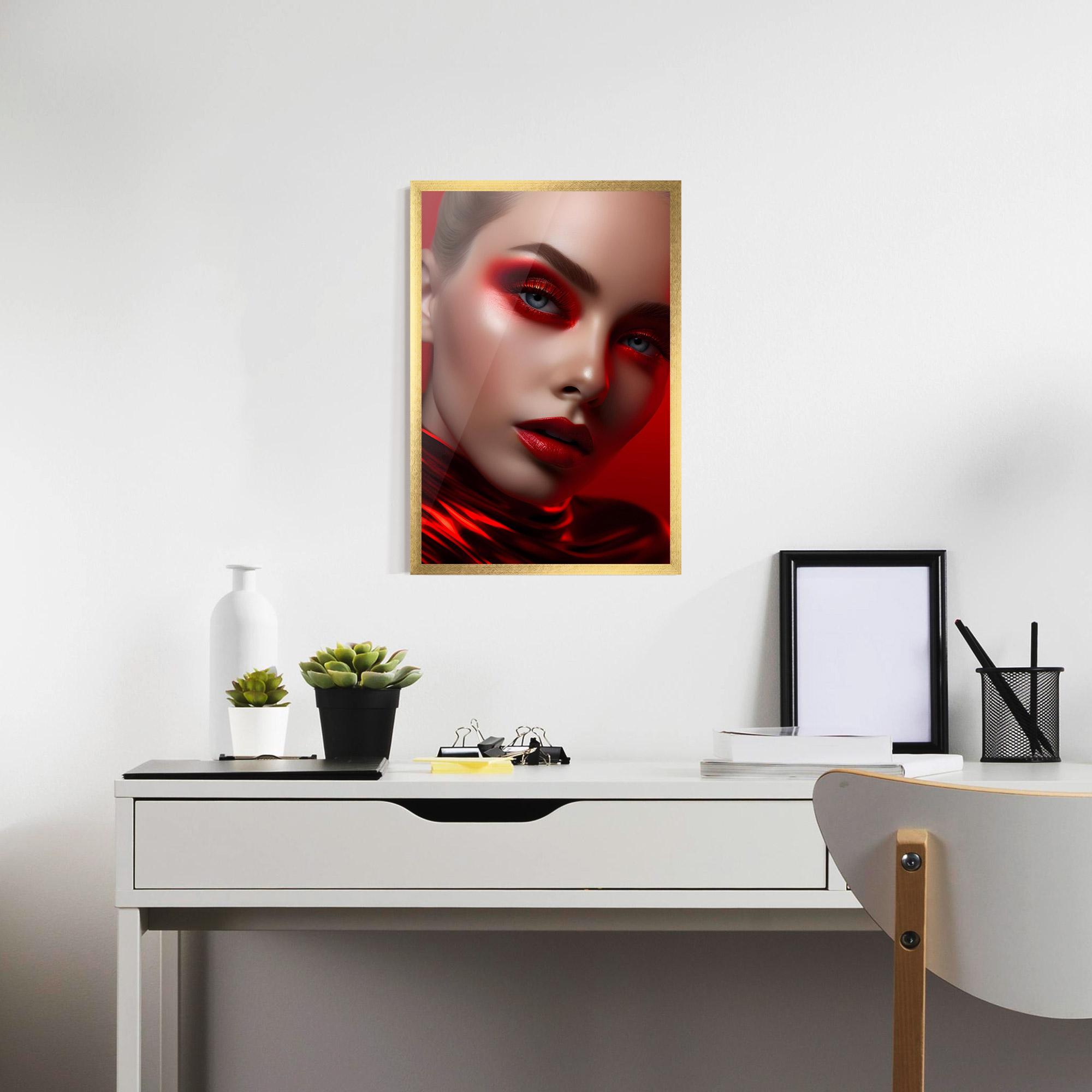 Gerahmte Poster Red Makeup Art mockup 7