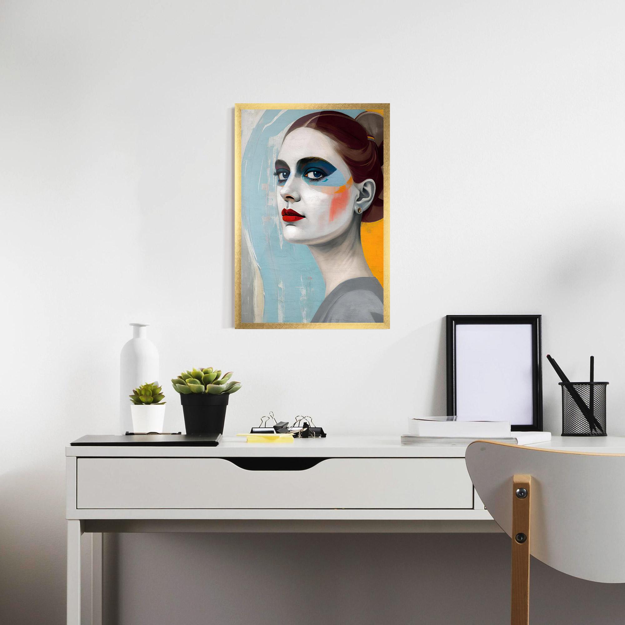 Gerahmte Poster White Blue Makeup mockup 7