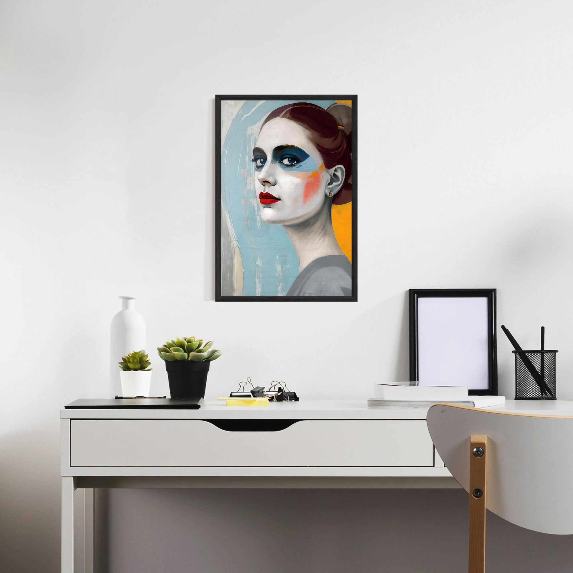 Gerahmte Poster White Blue Makeup mockup 7