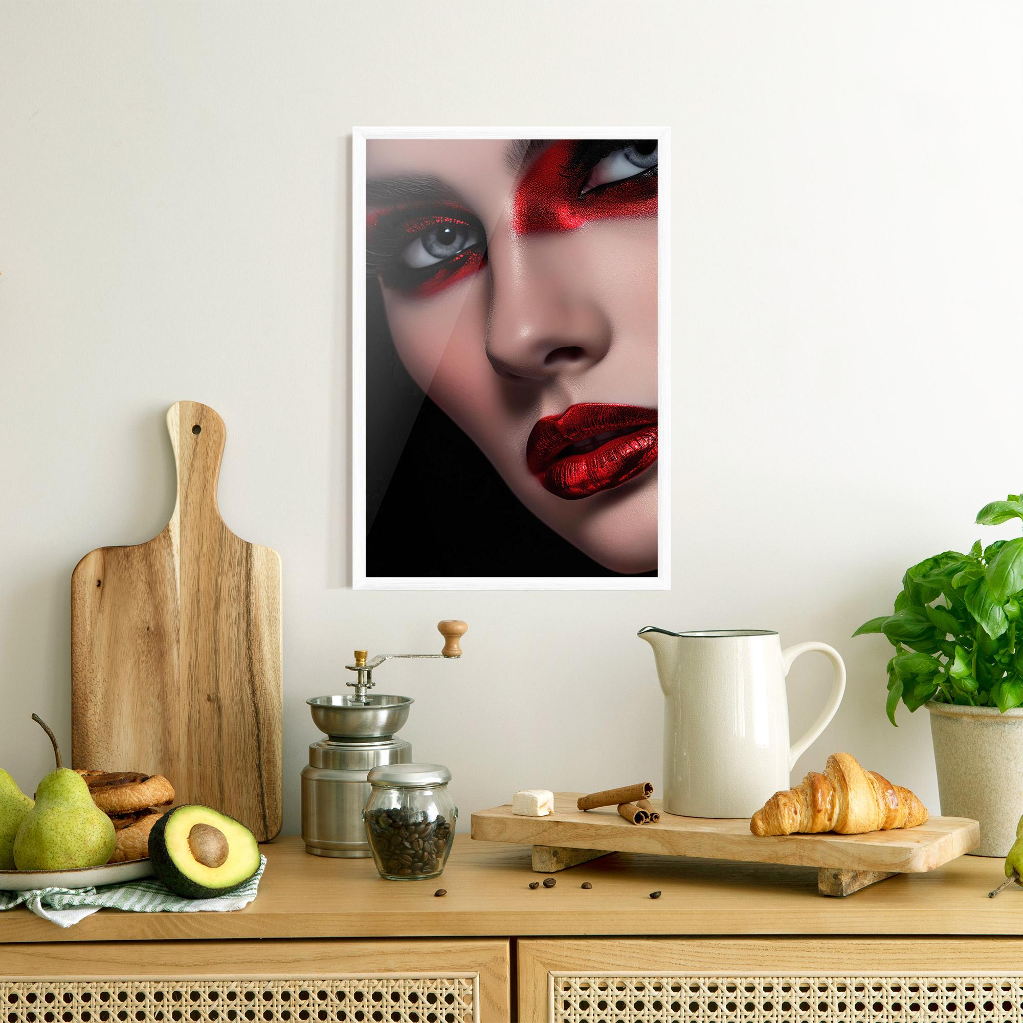 Gerahmte Poster Close Up Red Makeup mockup 8