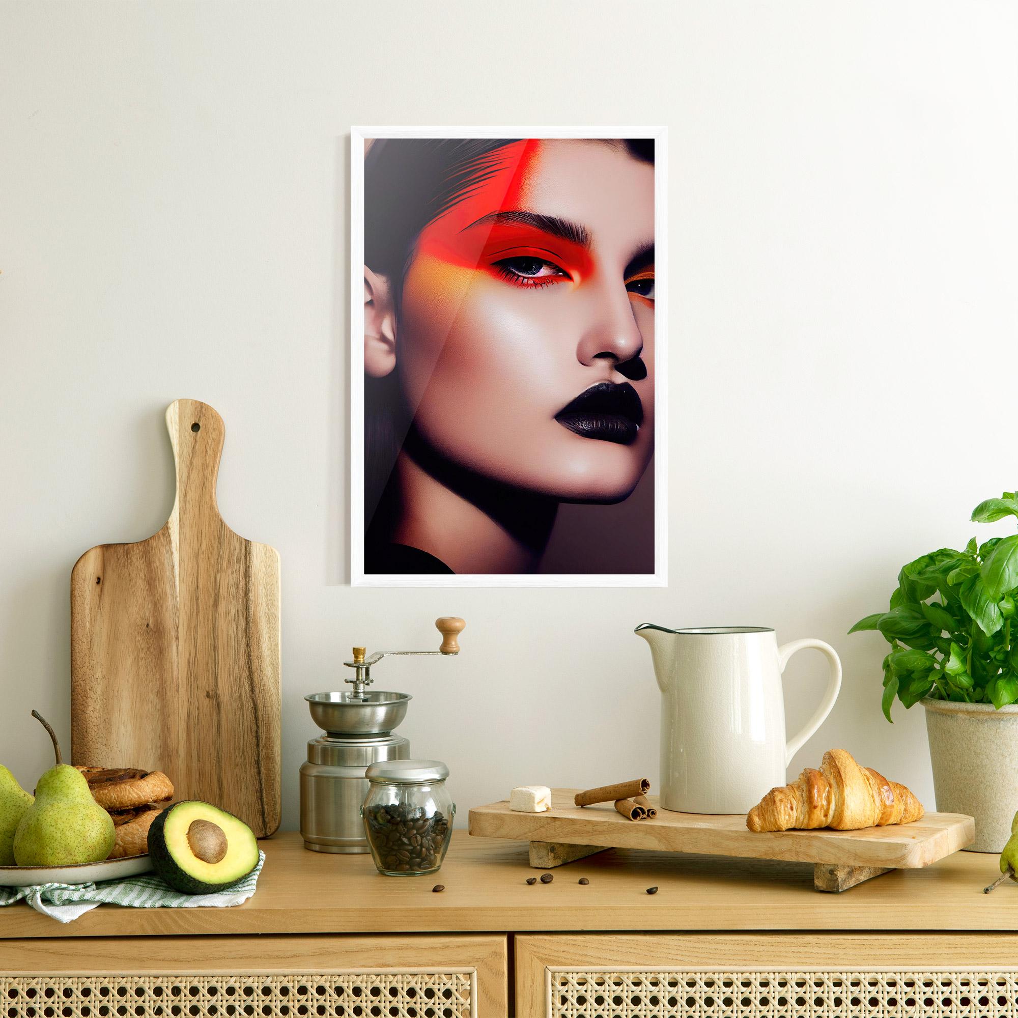 Gerahmte Poster Strong Red Makeup mockup 8