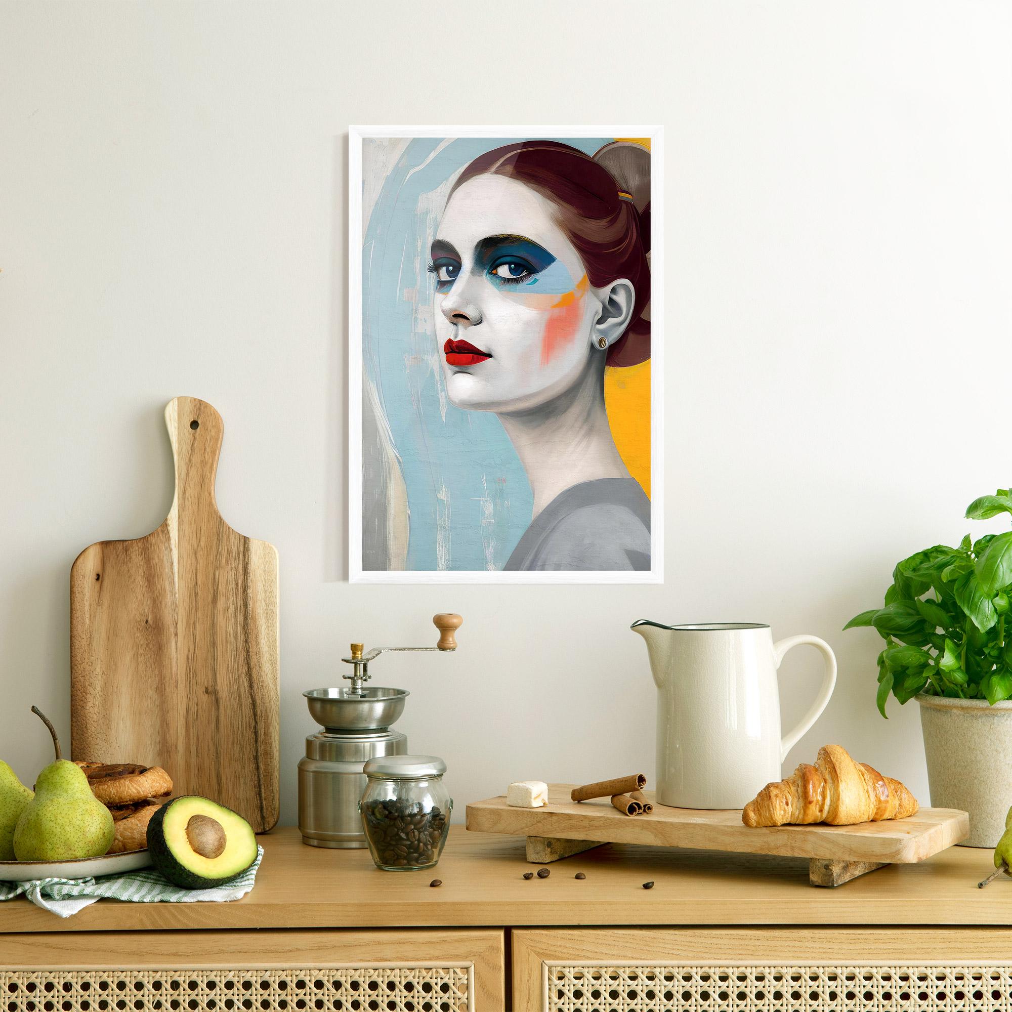 Gerahmte Poster White Blue Makeup mockup 8