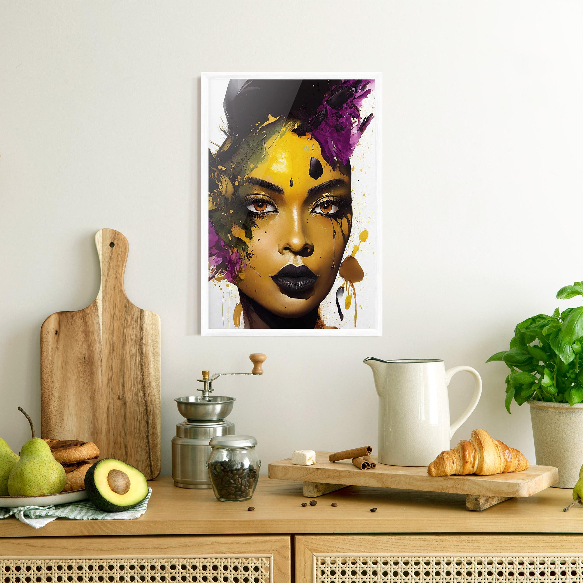 Gerahmte Poster Yellow Black Lips Makeup mockup 8