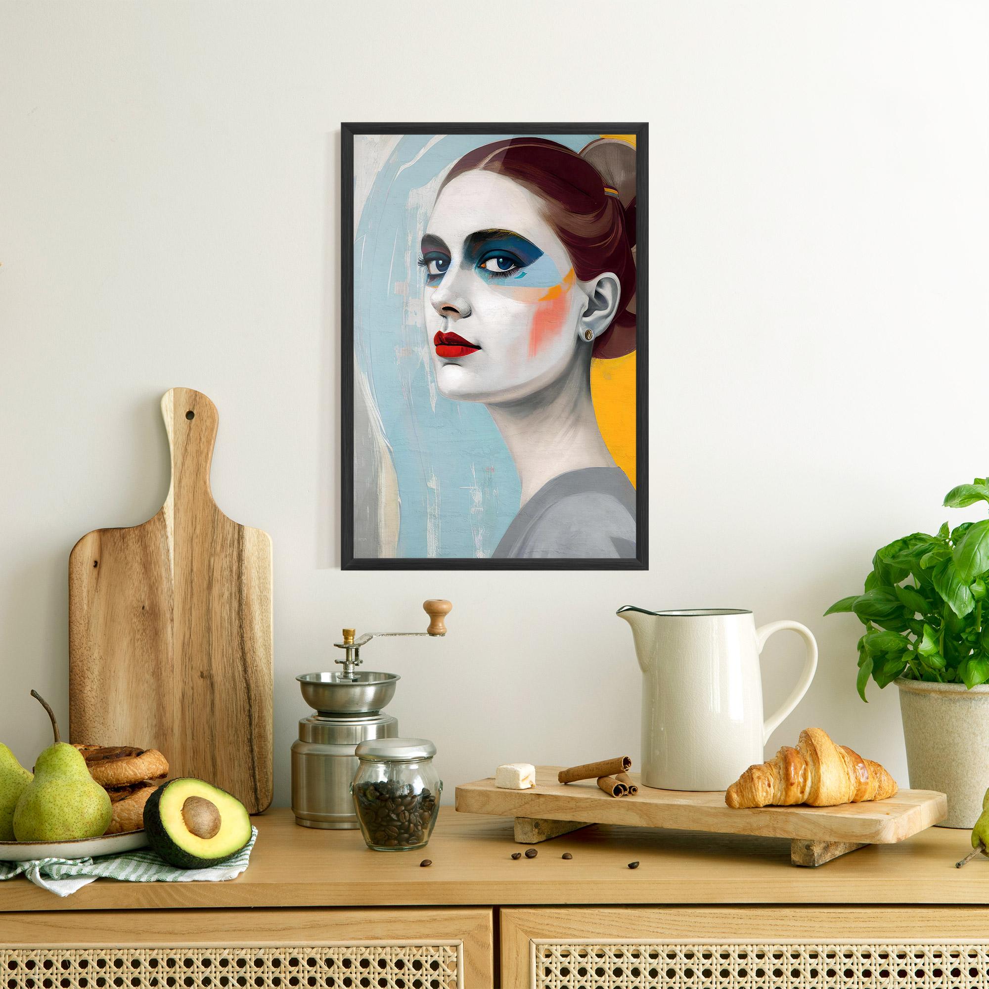 Gerahmte Poster White Blue Makeup mockup 8