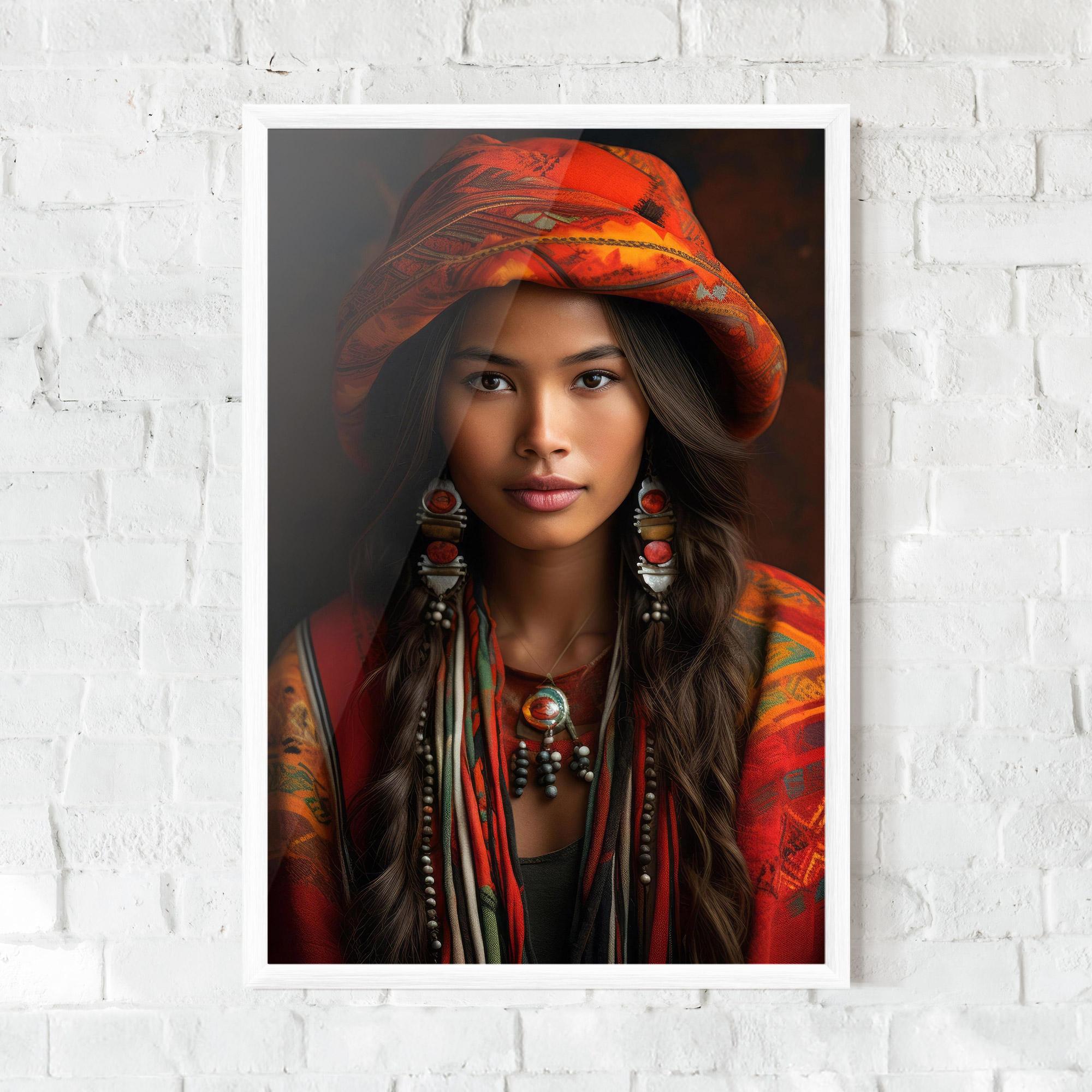 Gerahmte Poster Colorful Hat And Earrings mockup 0