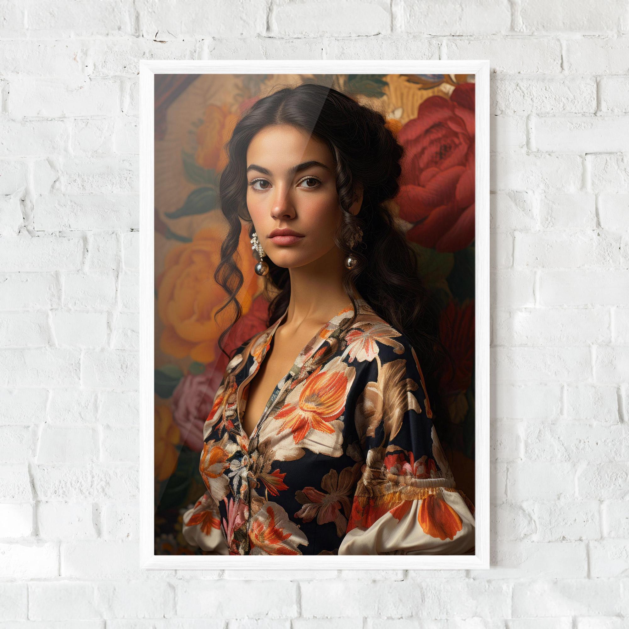 Gerahmte Poster Floral Dress Lady mockup 0