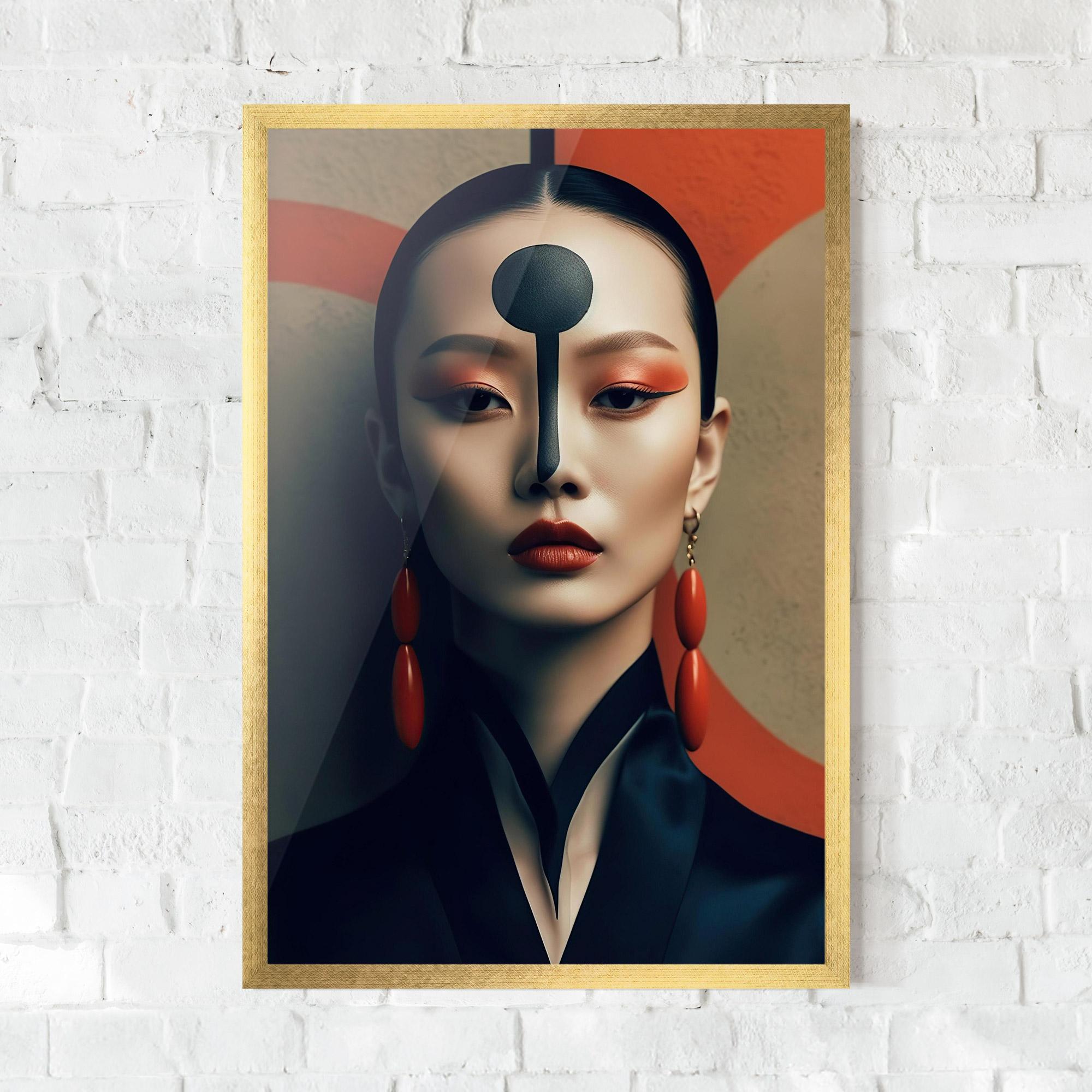 Gerahmte Poster Black Circle Asian Woman mockup 0