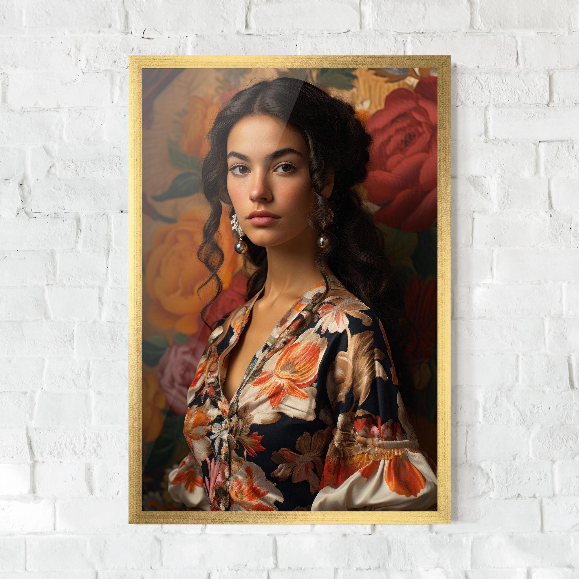 Gerahmte Poster Floral Dress Lady mockup 0