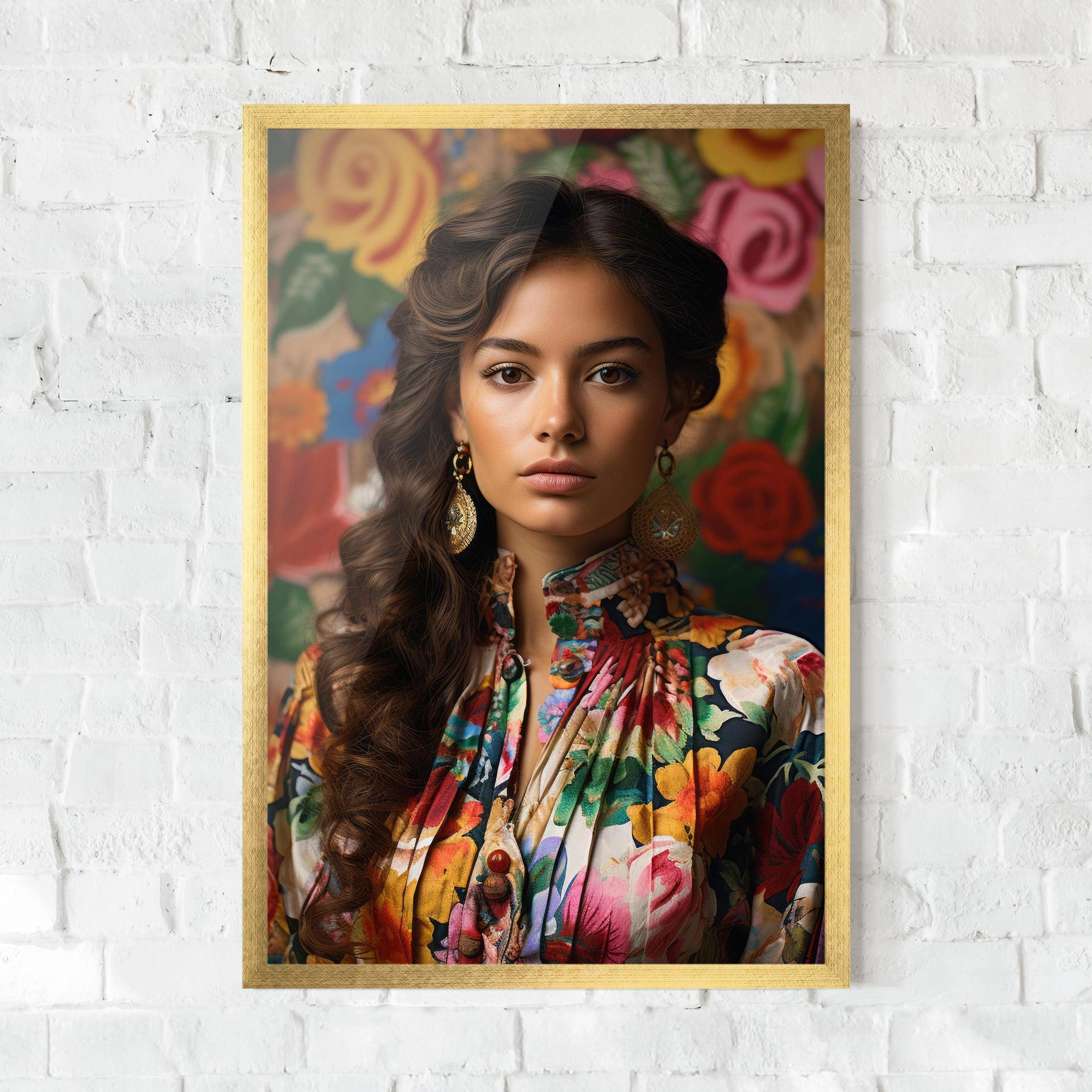 Gerahmte Poster Floral Dress Long Hair mockup 0