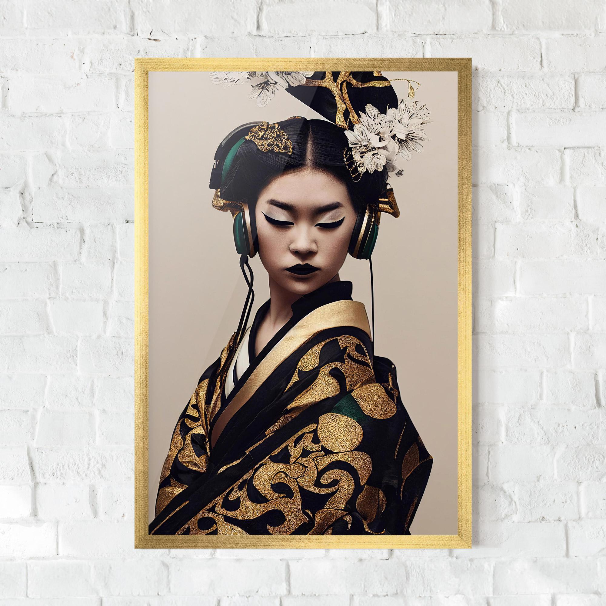 Gerahmte Poster Kimono Headphones mockup 0