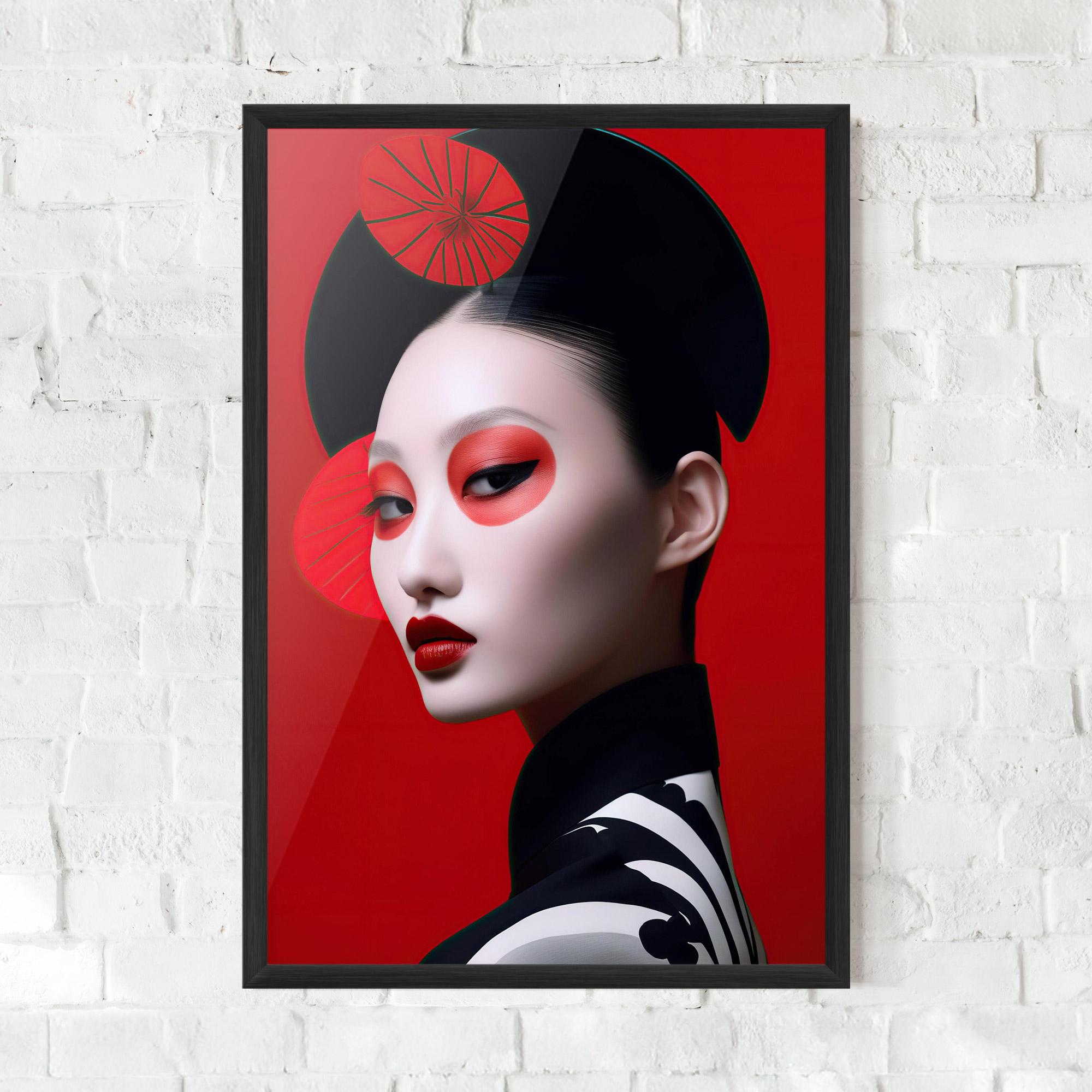 Gerahmte Poster Asiatic Red Makeup mockup 0