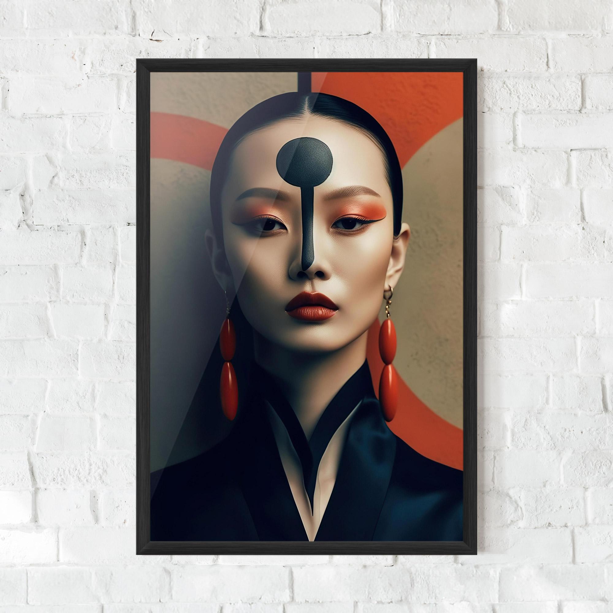 Gerahmte Poster Black Circle Asian Woman mockup 0