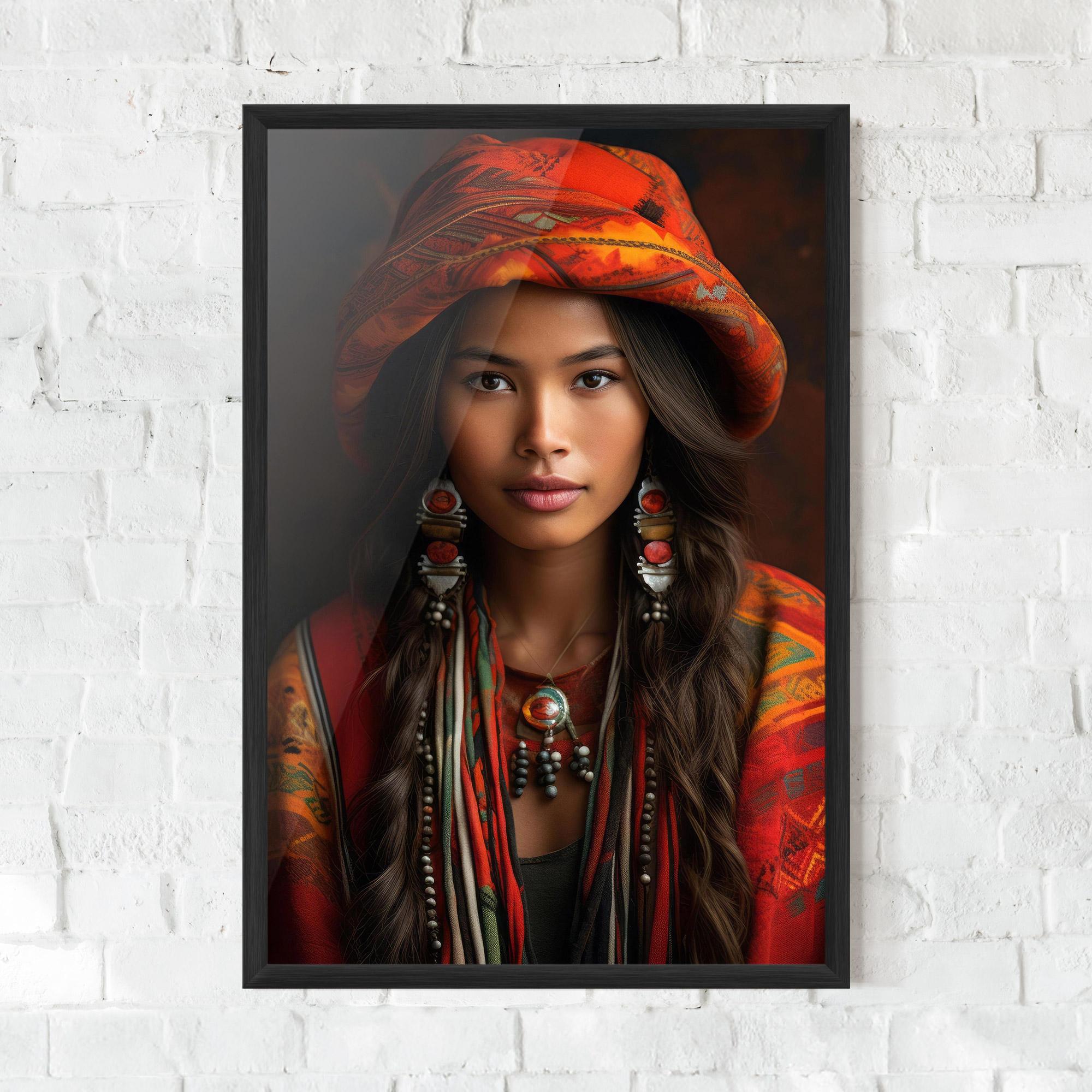 Gerahmte Poster Colorful Hat And Earrings mockup 0