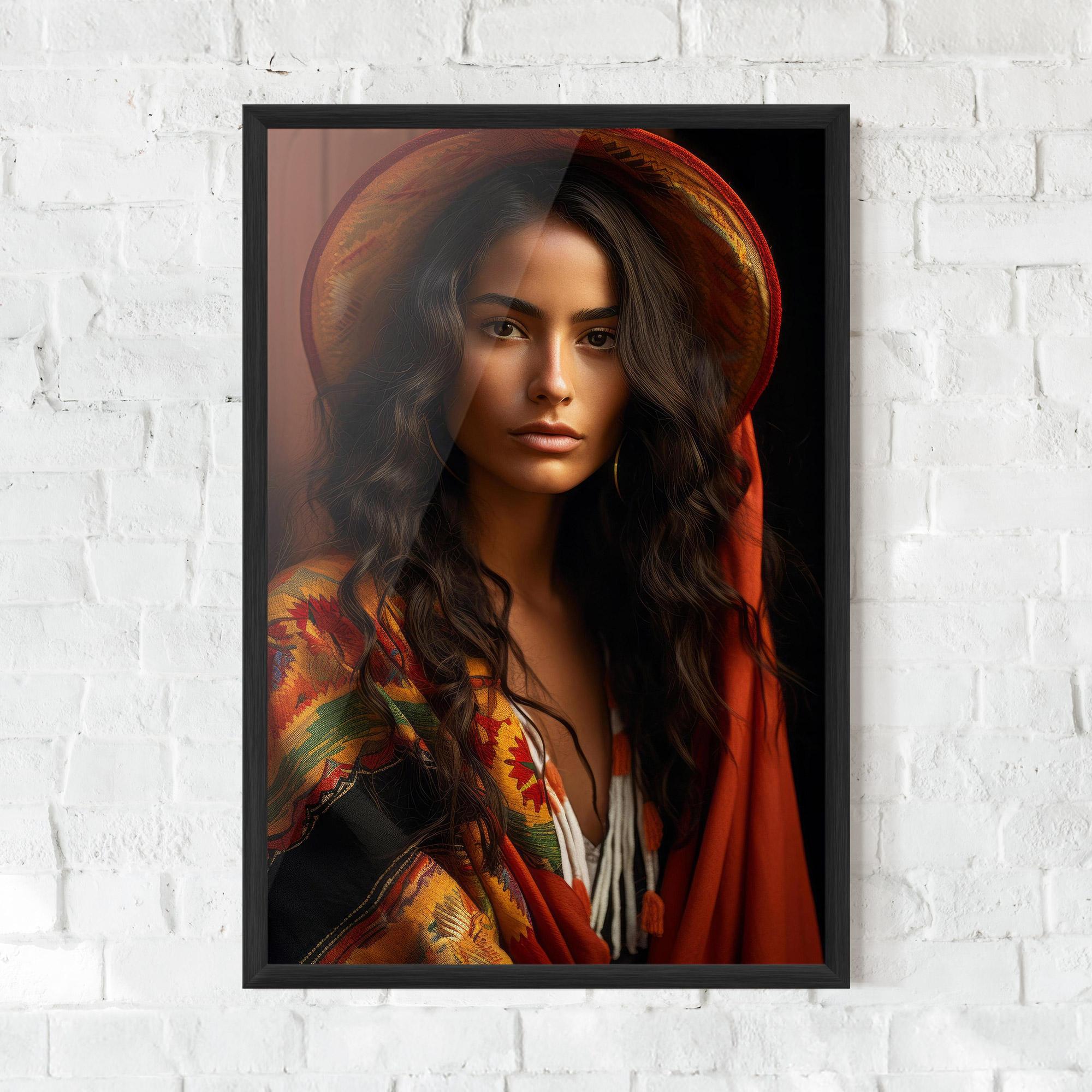 Gerahmte Poster Colorful Hat And Scarf mockup 0