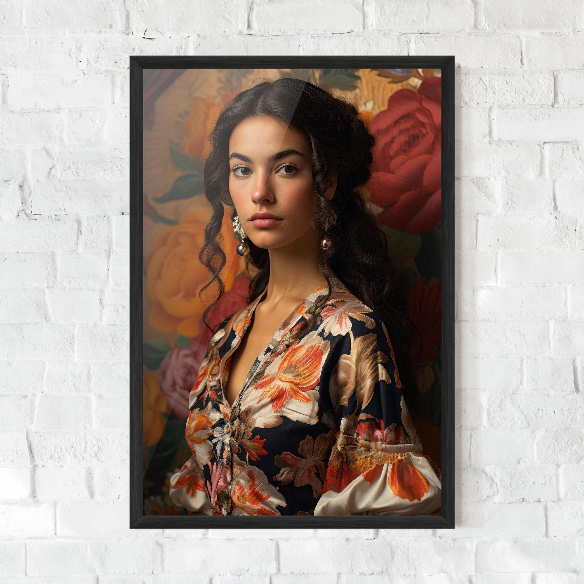Gerahmte Poster Floral Dress Lady mockup 0