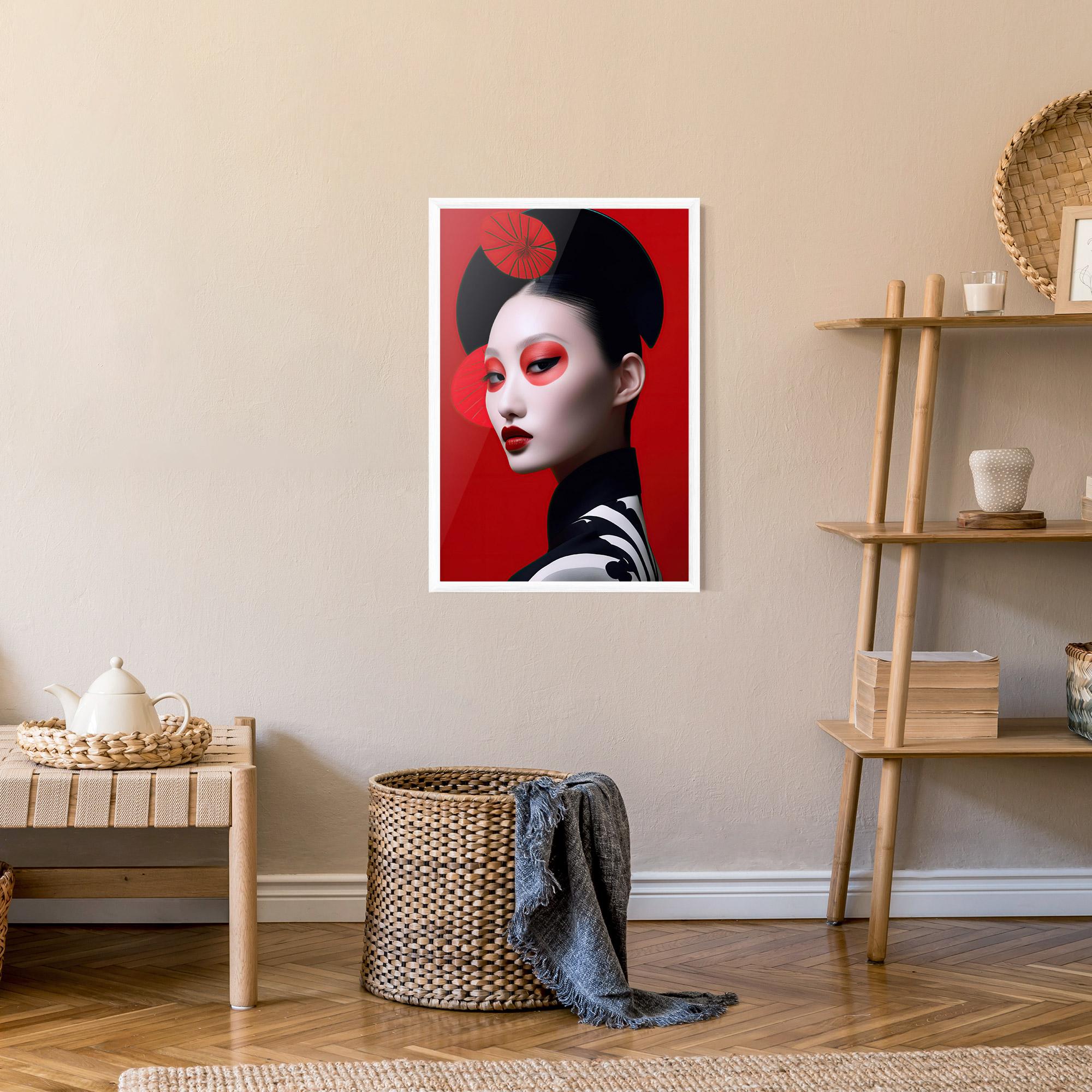 Gerahmte Poster Asiatic Red Makeup mockup 9