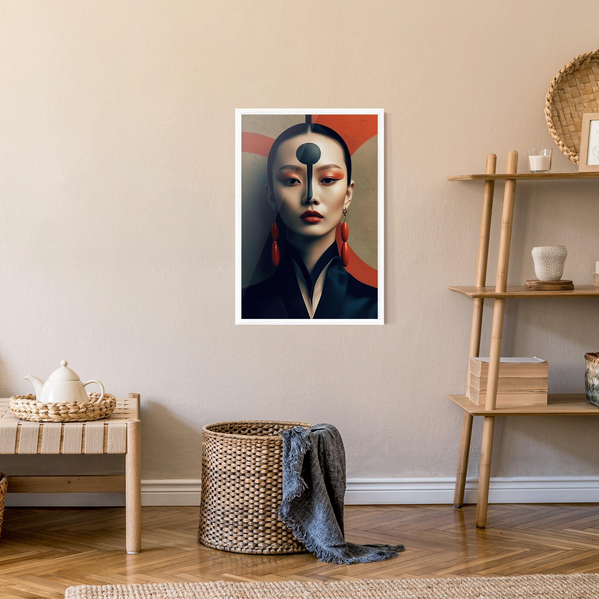 Gerahmte Poster Black Circle Asian Woman mockup 9
