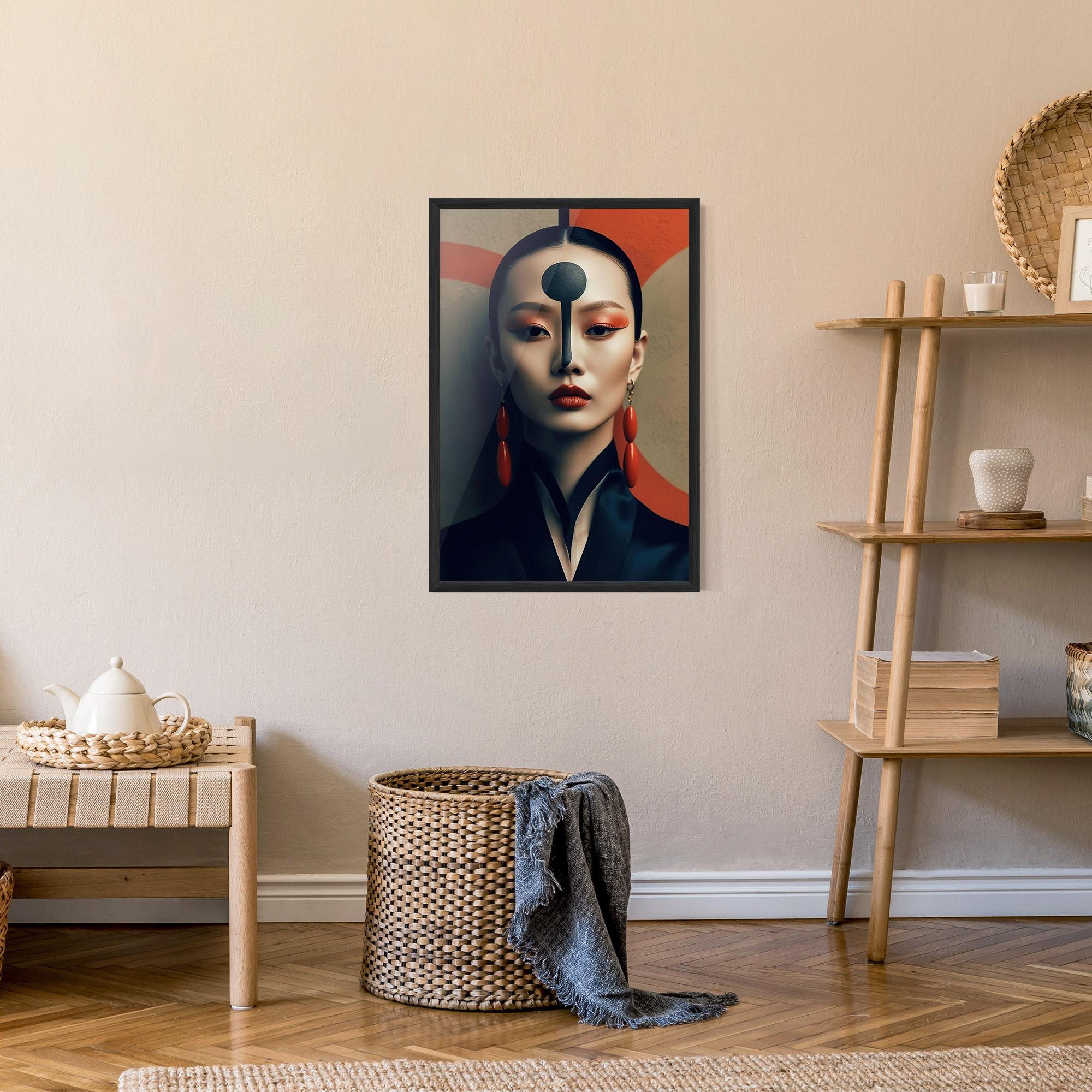 Gerahmte Poster Black Circle Asian Woman mockup 9