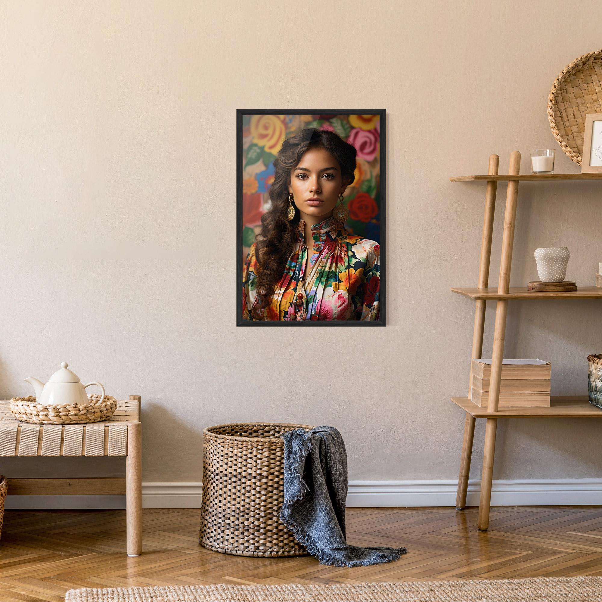 Gerahmte Poster Floral Dress Long Hair mockup 9