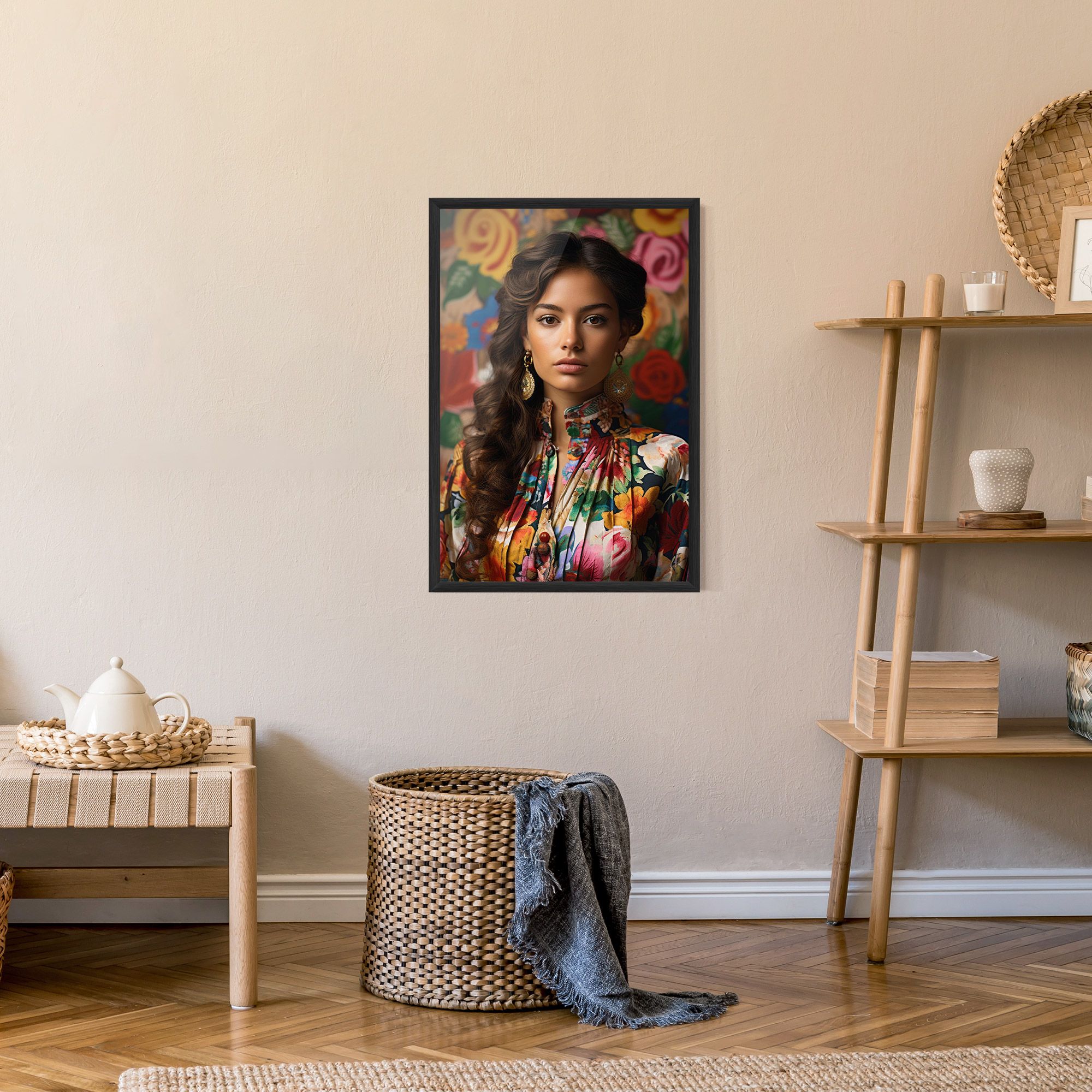 Floral Dress Long Hair mockup 9