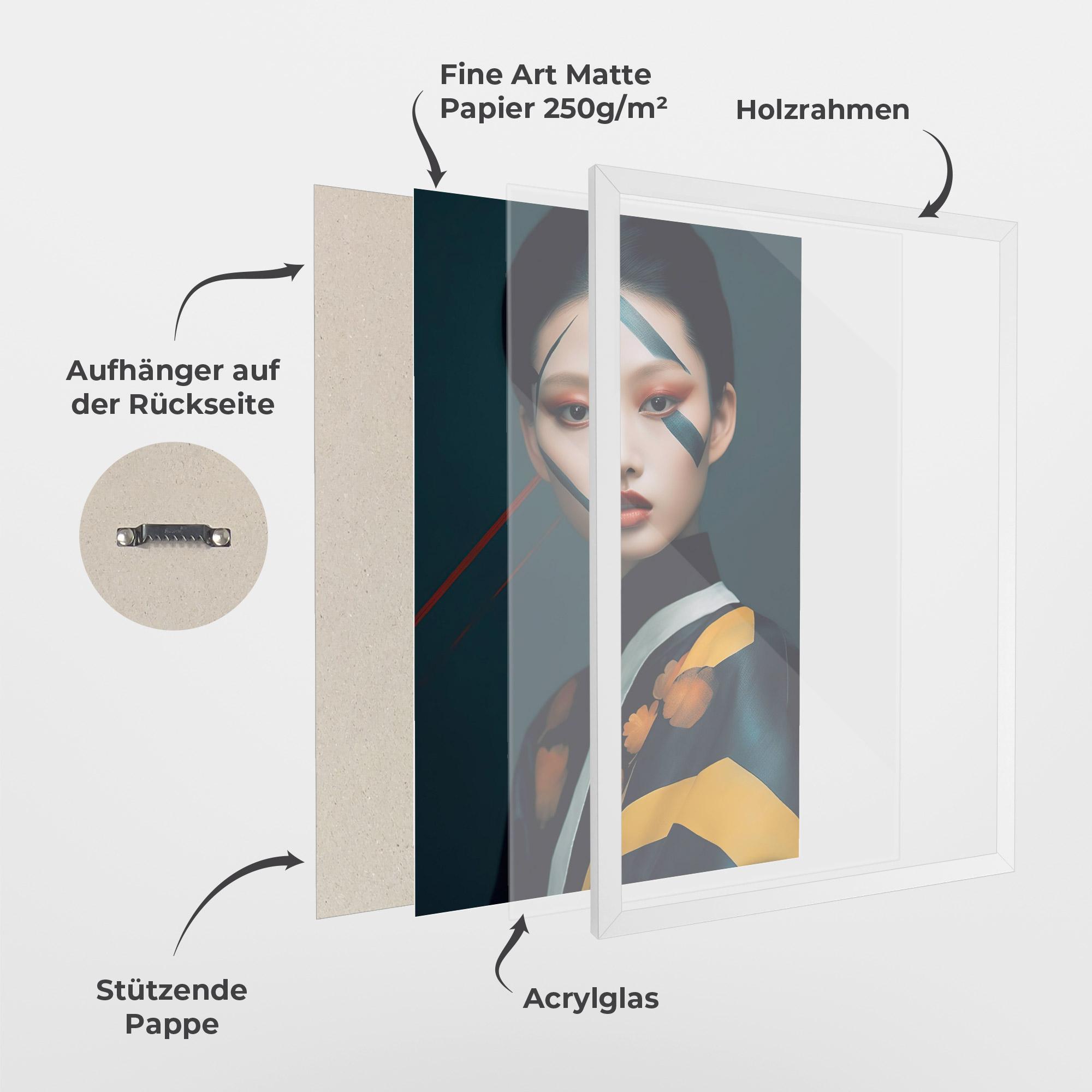 Gerahmte Poster Asian Painted Woman mockup 1