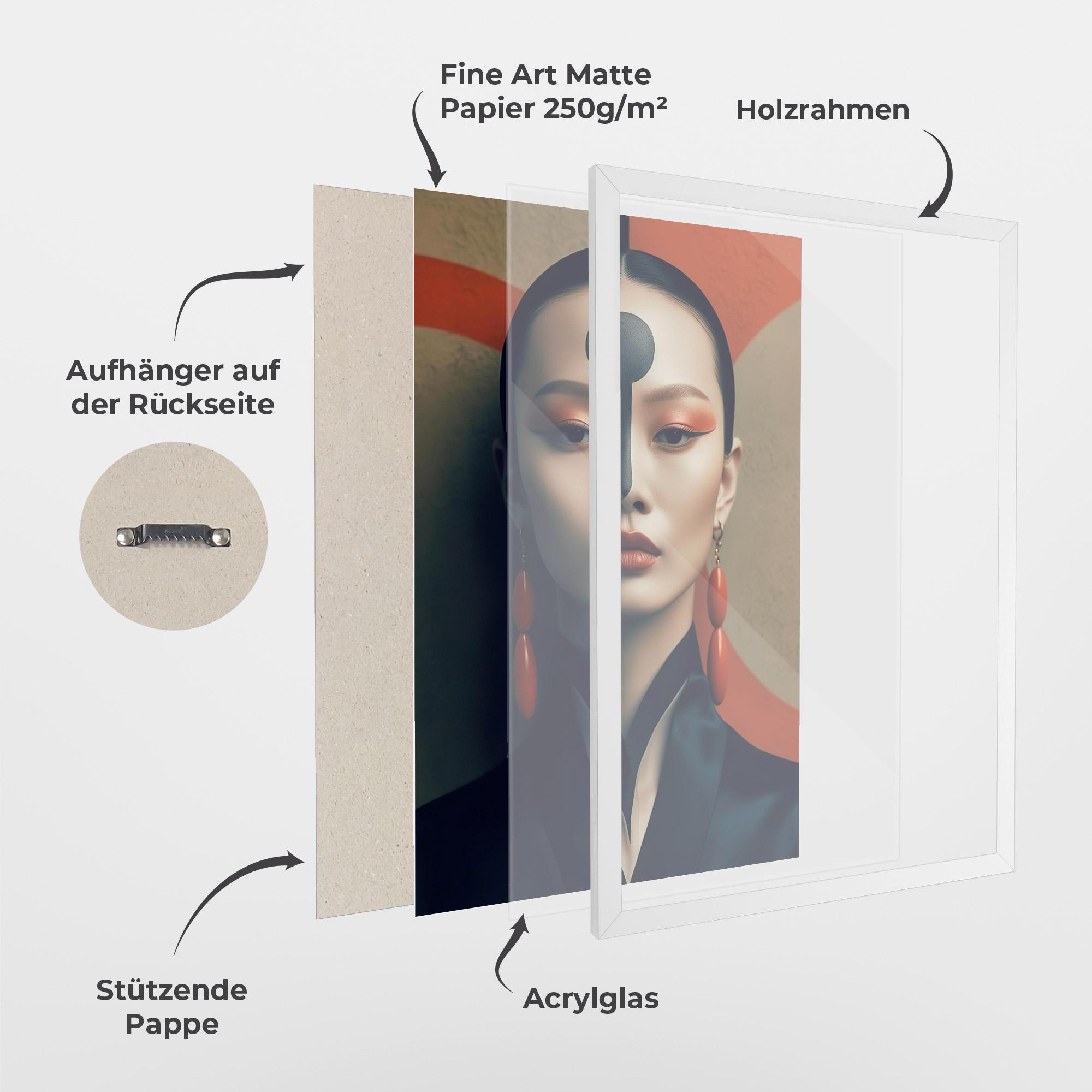 Gerahmte Poster Black Circle Asian Woman mockup 1