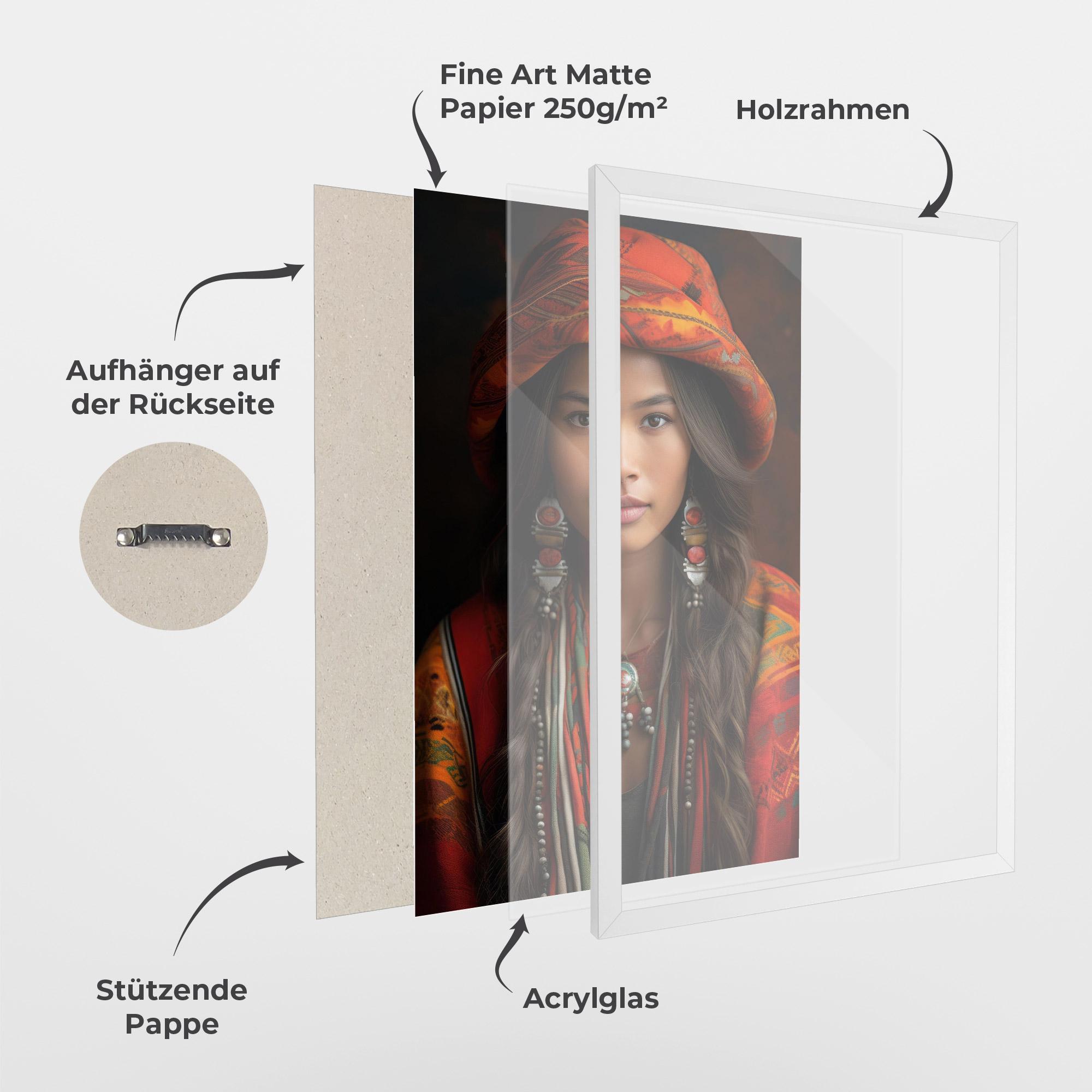 Gerahmte Poster Colorful Hat And Earrings mockup 1