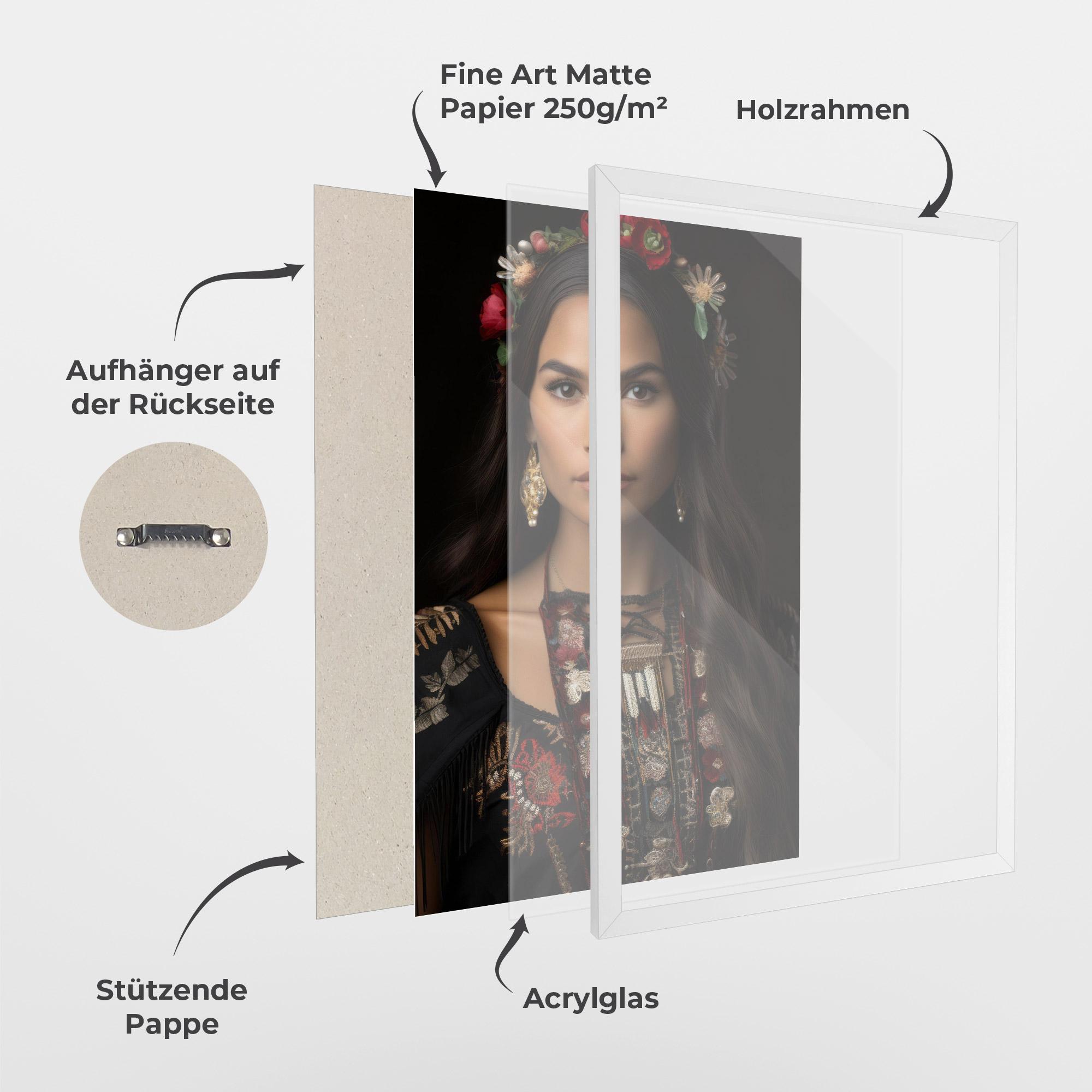 Gerahmte Poster Native American Long Hair mockup 1