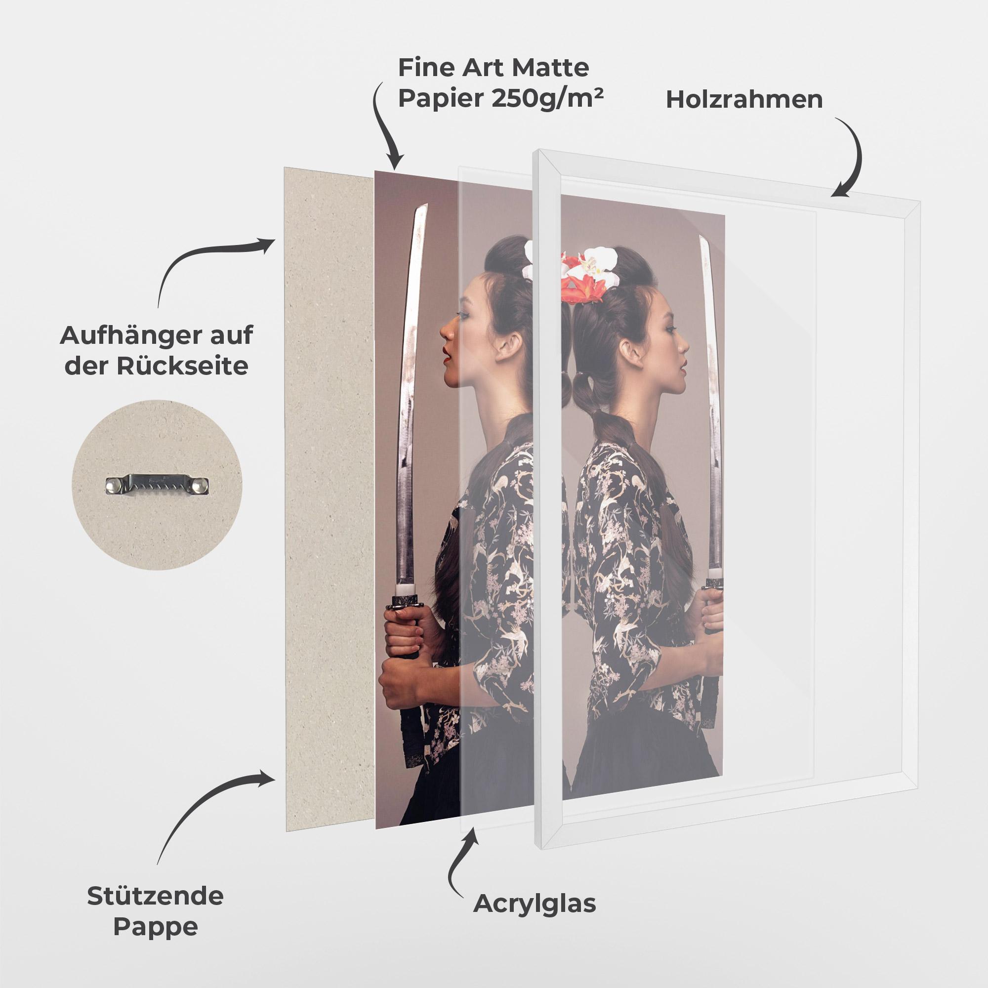 Gerahmte Poster Warrior Mirrored Woman mockup 1