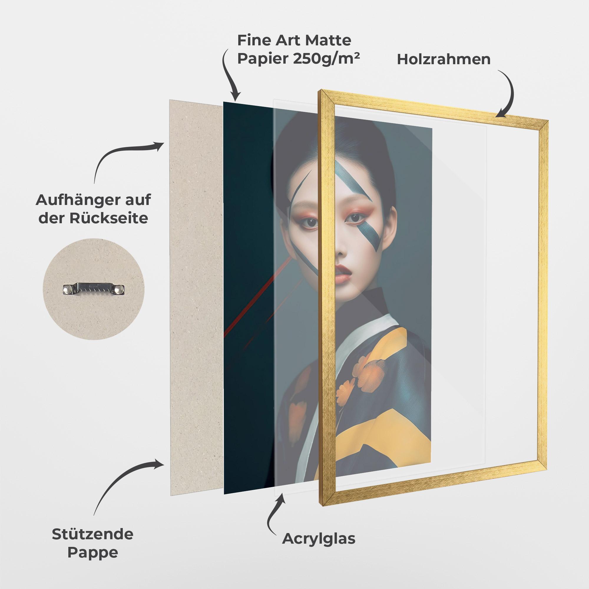 Gerahmte Poster Asian Painted Woman mockup 1