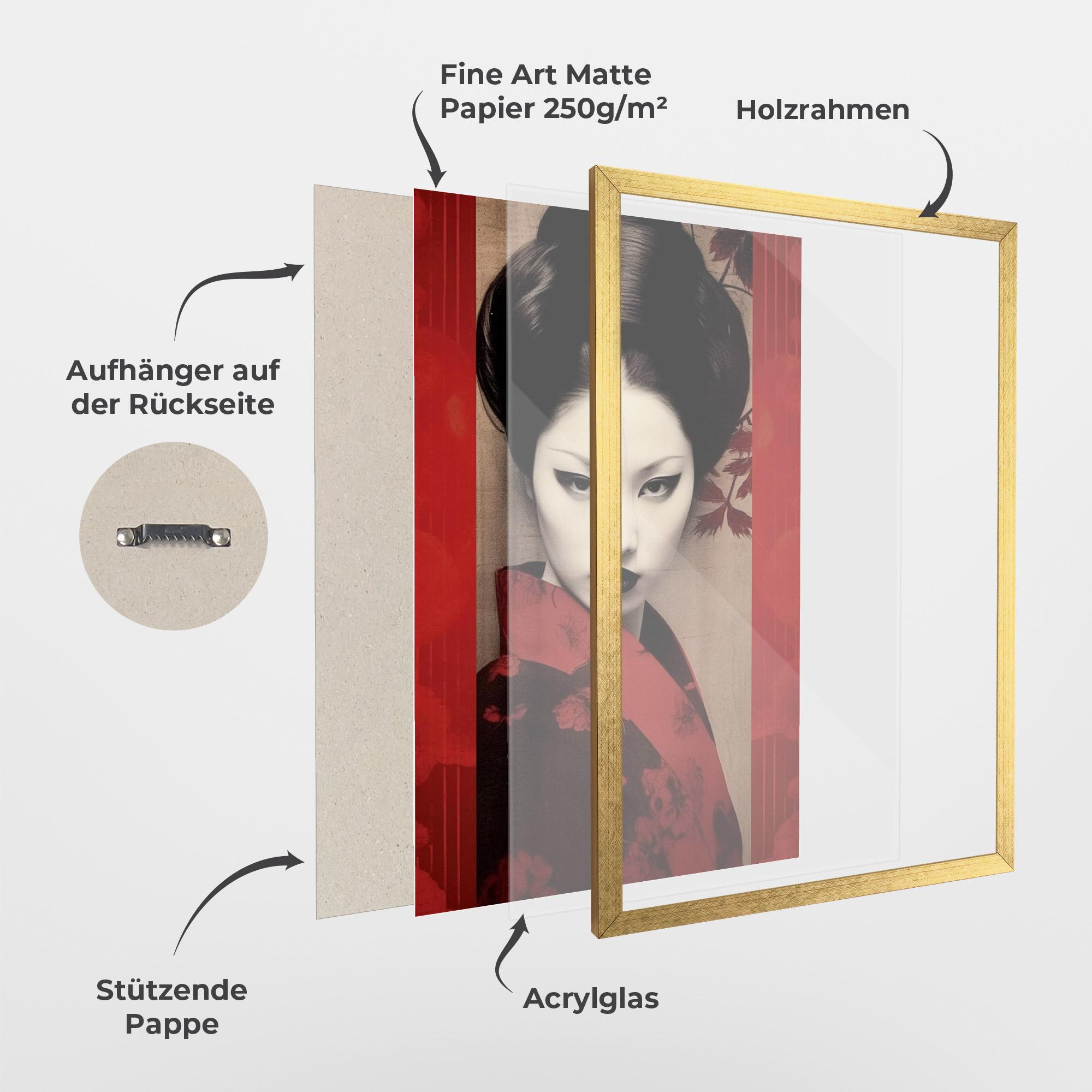 Gerahmte Poster Black Asiatic Makeup mockup 1