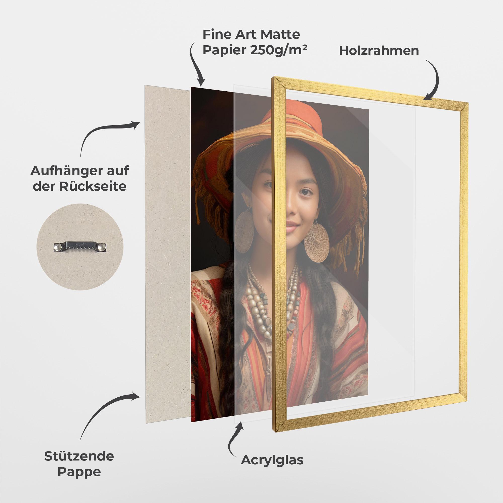 Gerahmte Poster Colorful Earrings And Hat mockup 1