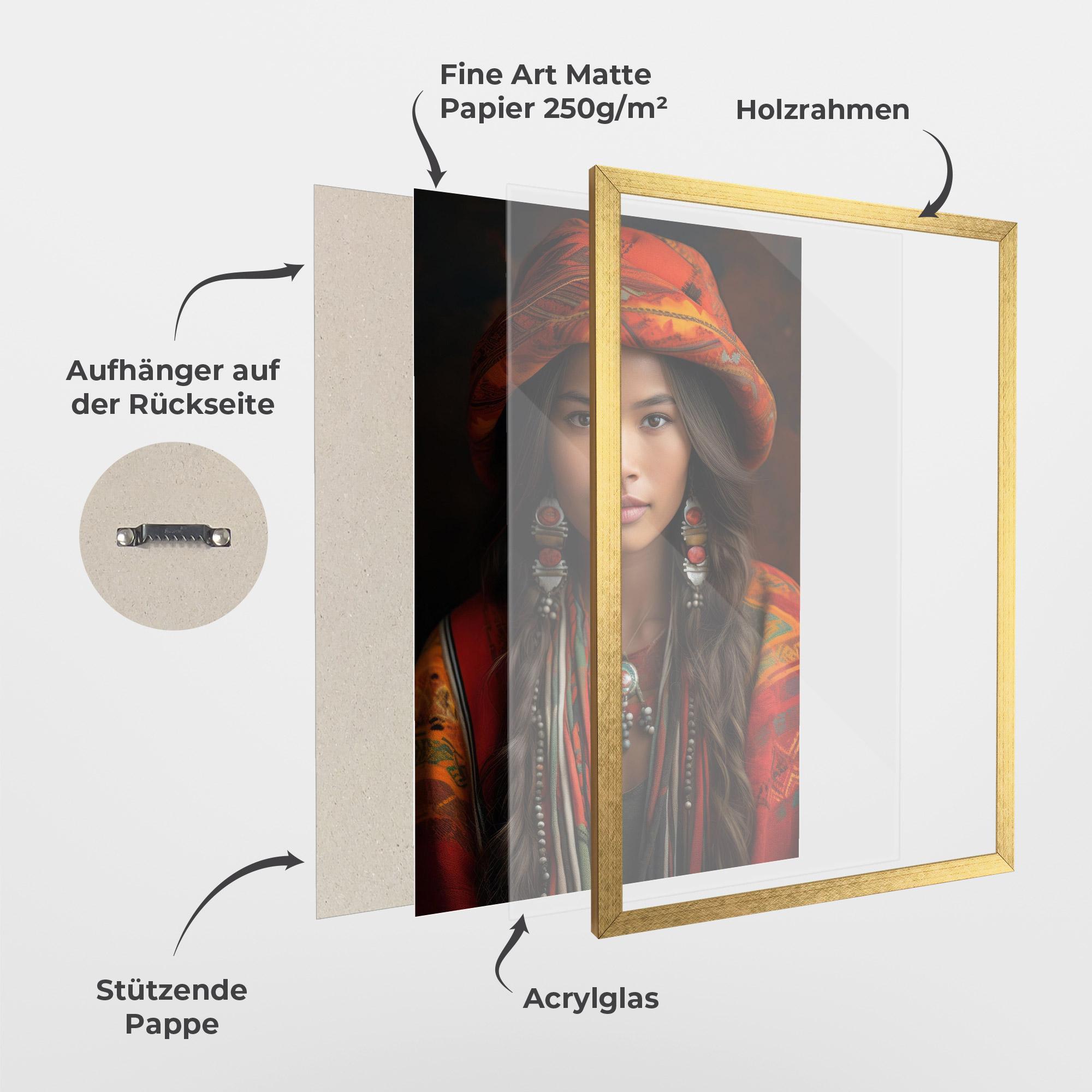 Gerahmte Poster Colorful Hat And Earrings mockup 1