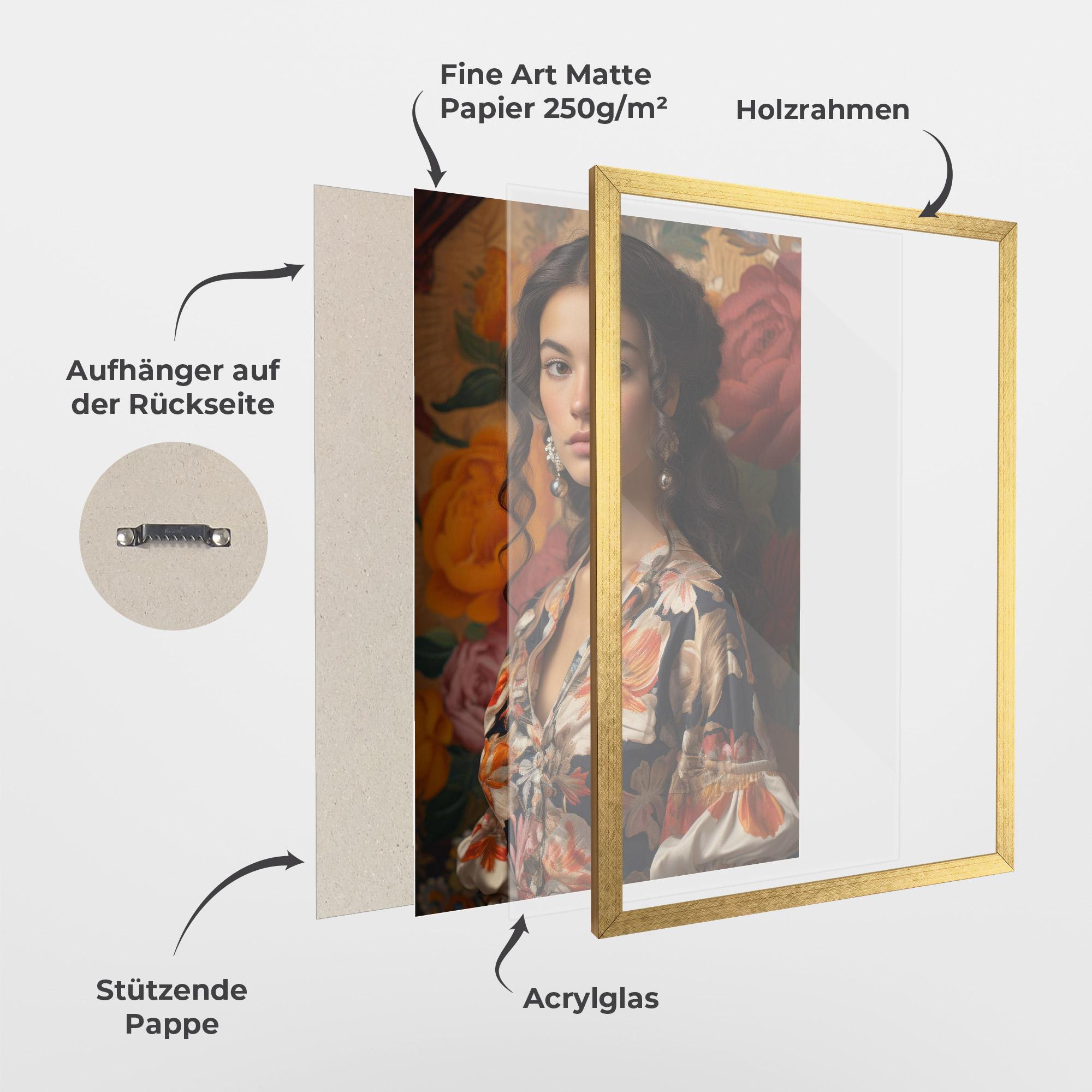 Gerahmte Poster Floral Dress Lady mockup 1